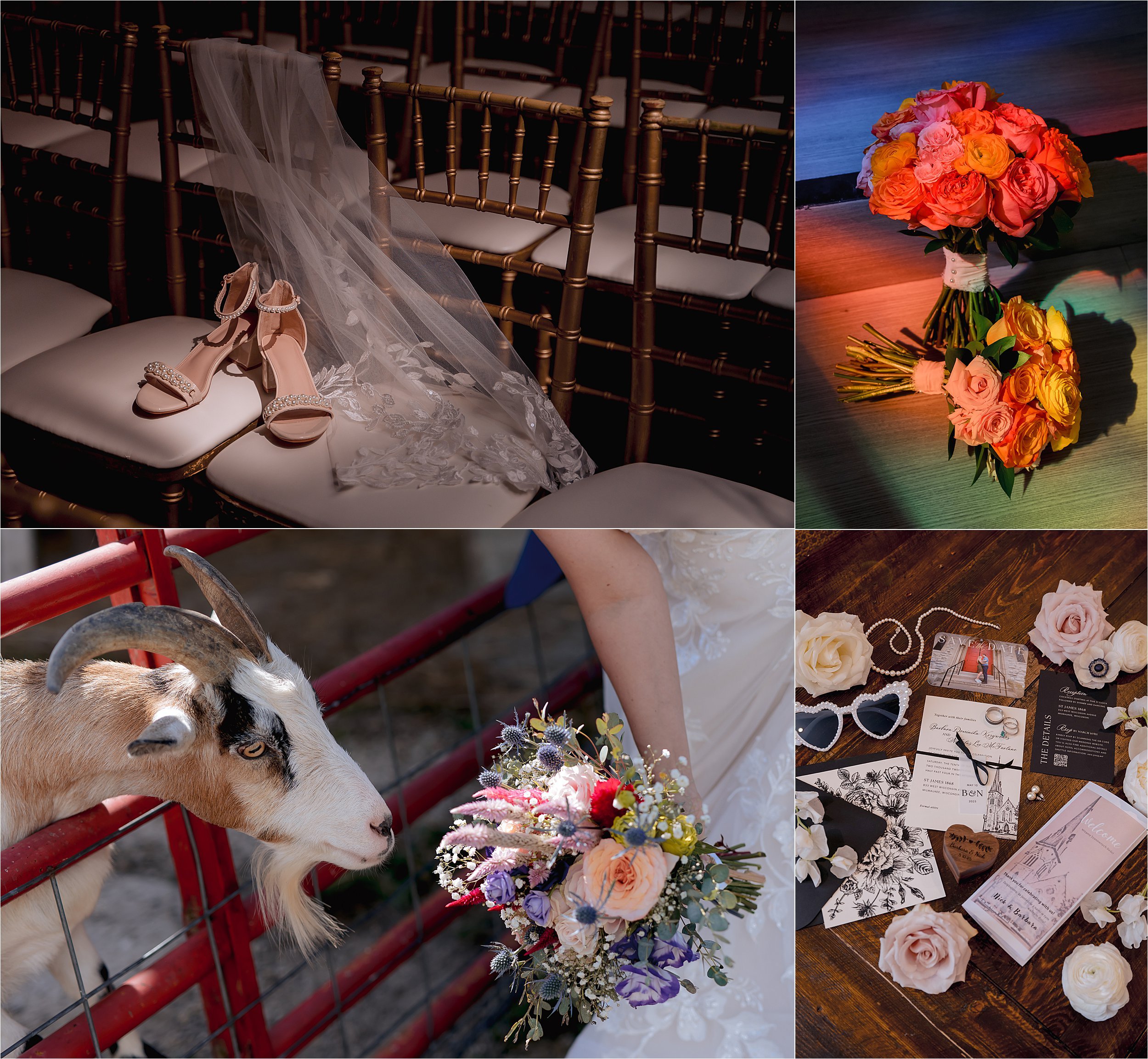 Wedding invitations, jewelry, and florals arranged for detail photo