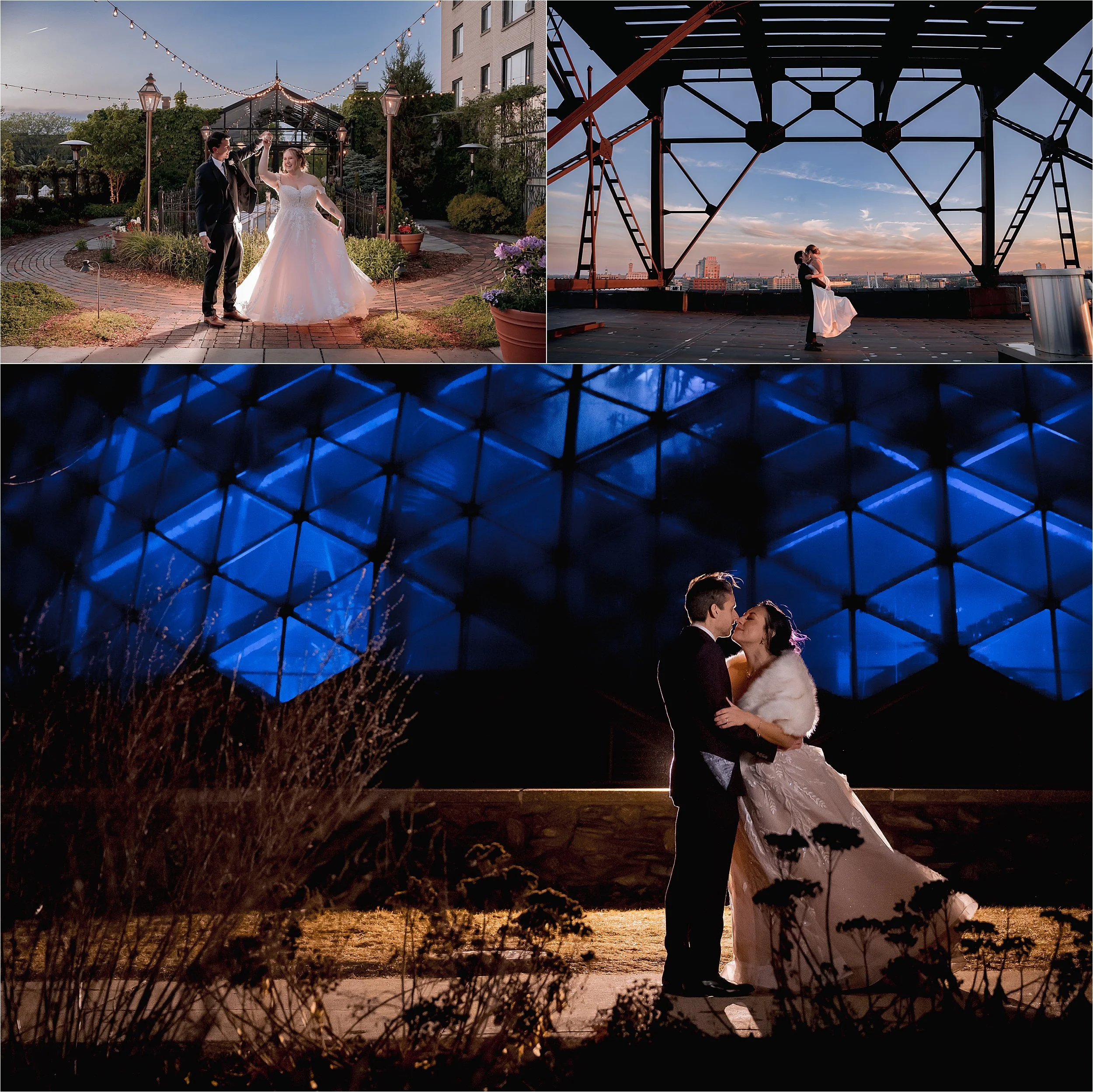 Couple posing outdoors at Milwaukee wedding venues