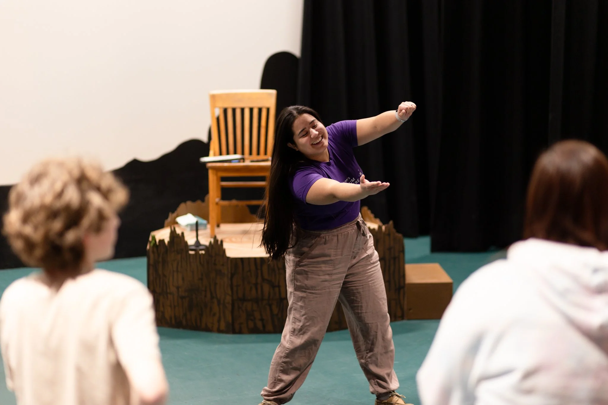 Juliet Tasker onstage during rehearsal for SHREK THE MUSICAL: Theatre for Young Audiences Version.