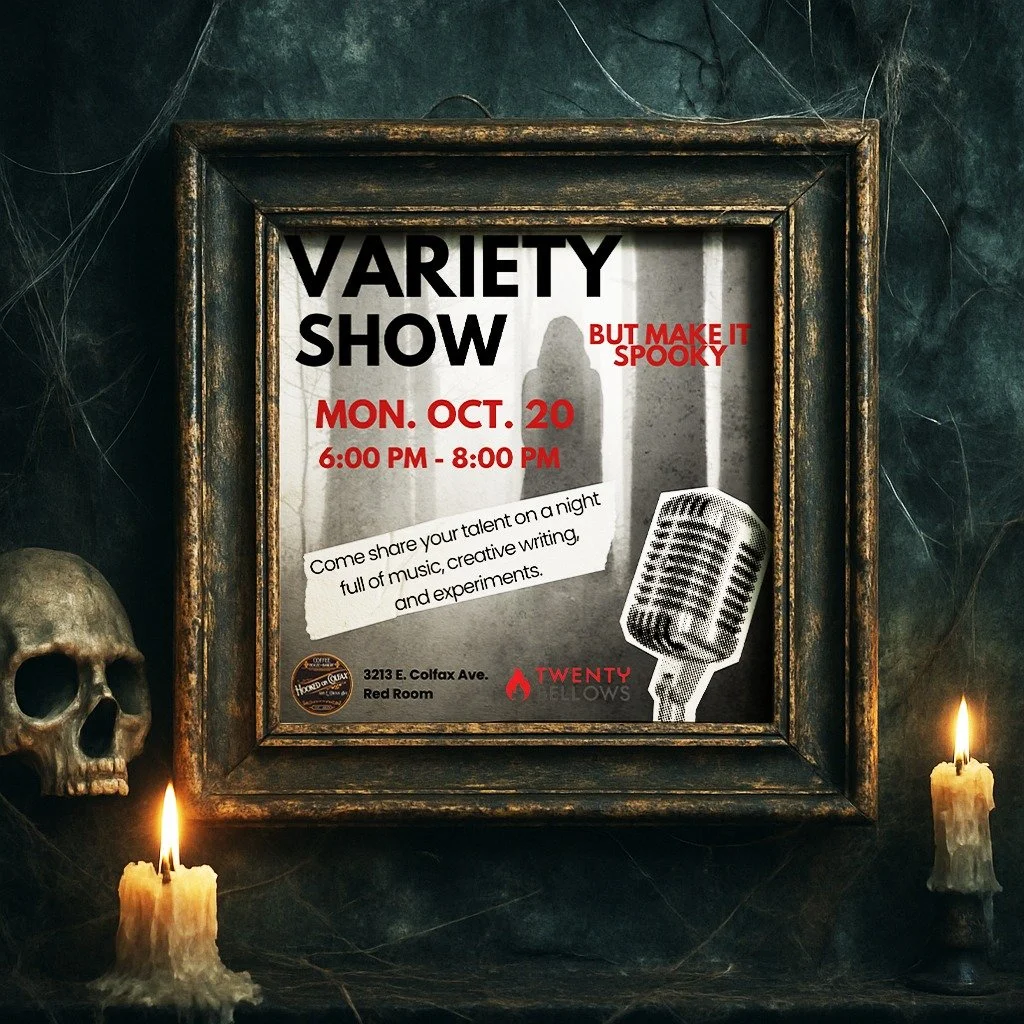 #OpenMic: Join 20B for a night of hair-raising creativity at our monthly Open Mic Night, happening at @hookedoncolfax on October 20th from 6-8pm. Get into the Halloween vibe as we celebrate all forms of creativity. Whether you're a writer, poet, musi