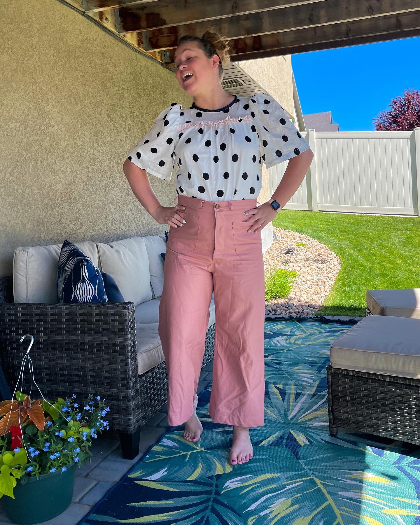 #memademay2021 Day 27 y&rsquo;all!!

Let the Summer begin!! This is how you will likely find me 90% of the time this Summer; wrinkled pants and top, hair in a bun, no make-up and barefoot... and since I got a new patio set for my birthday, I will pro