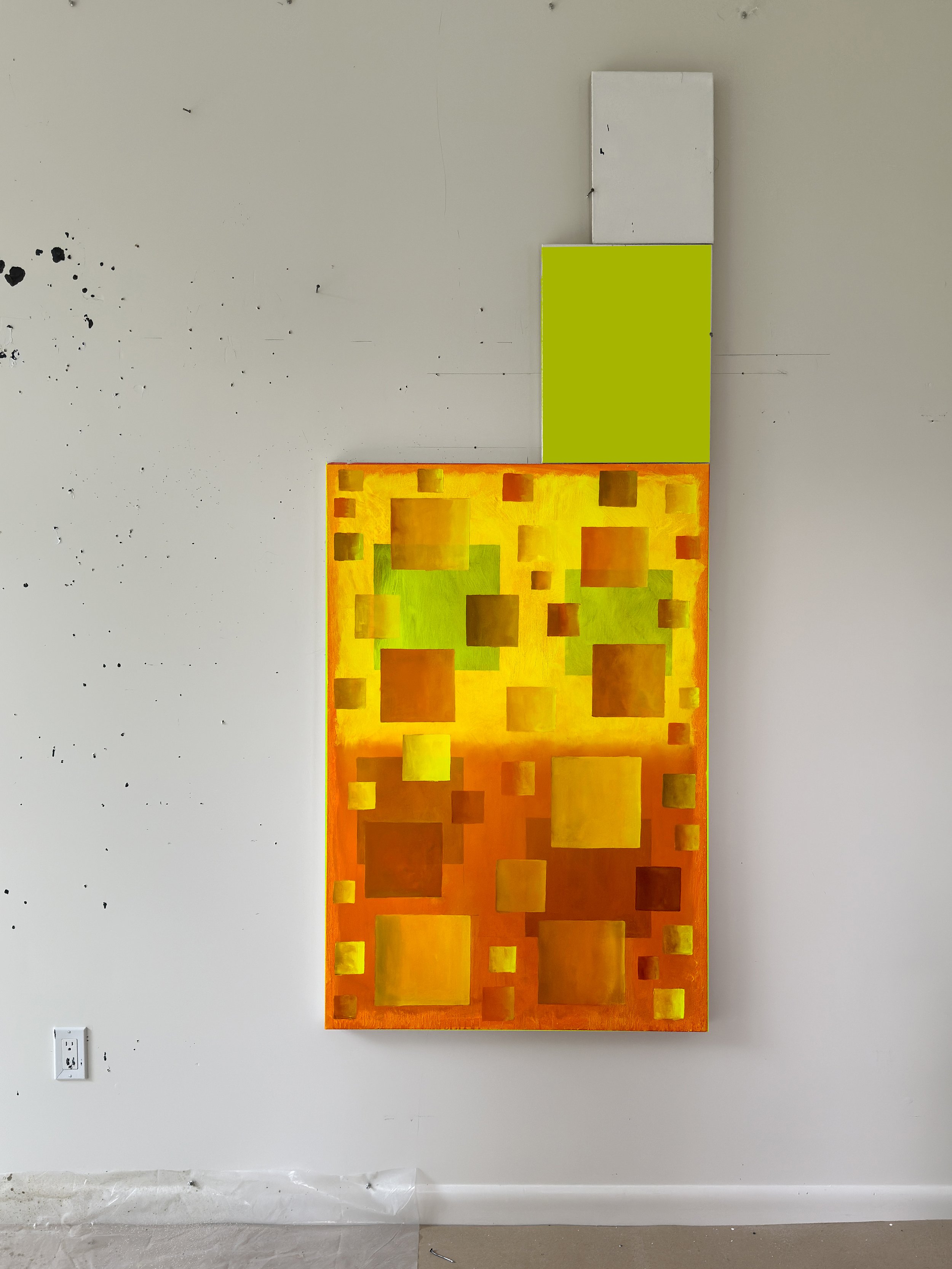 Orange and Yrllow Pixel Painting Under Green and White Canvas.jpg