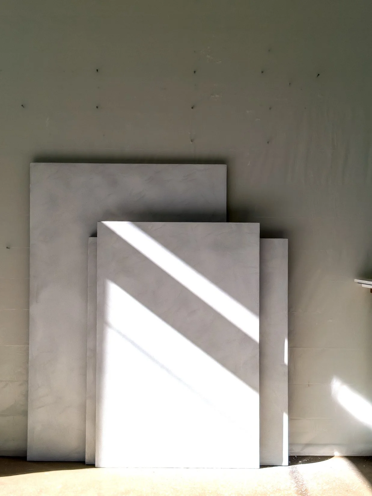 "Three Sized Linens lit by Morning Sun Light", 36 x 48 in. 91.44 x 121.92 cm. Archival Pigment Print,  David Haxton, 2018.  L1_01139