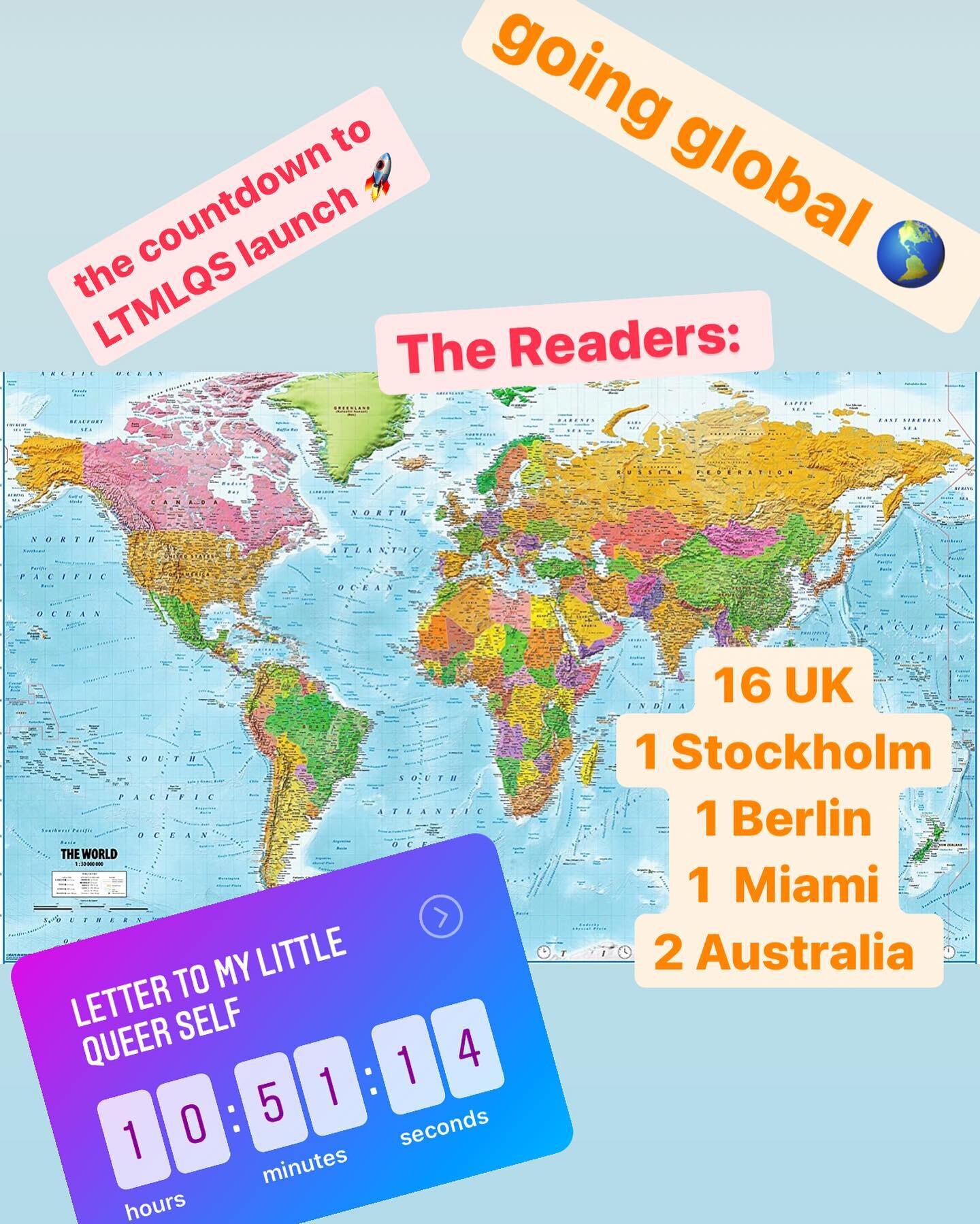 Klaxon!📢 10 hours and counting until we complete our launch of Letter To My Little Queer Self. Join our host of readers - artists, writers, activists, thinkers from all aspects of the LGBTQ community. We are going global with our readers - 2 in Aust