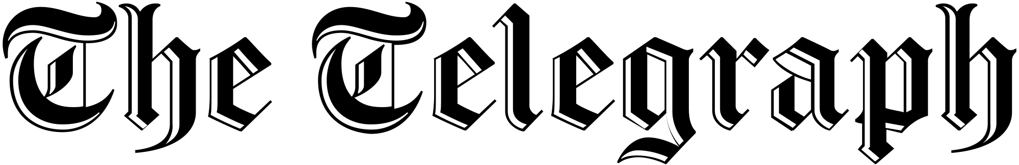 Stylized text logo that reads 'The Telegraph' in black gothic font.