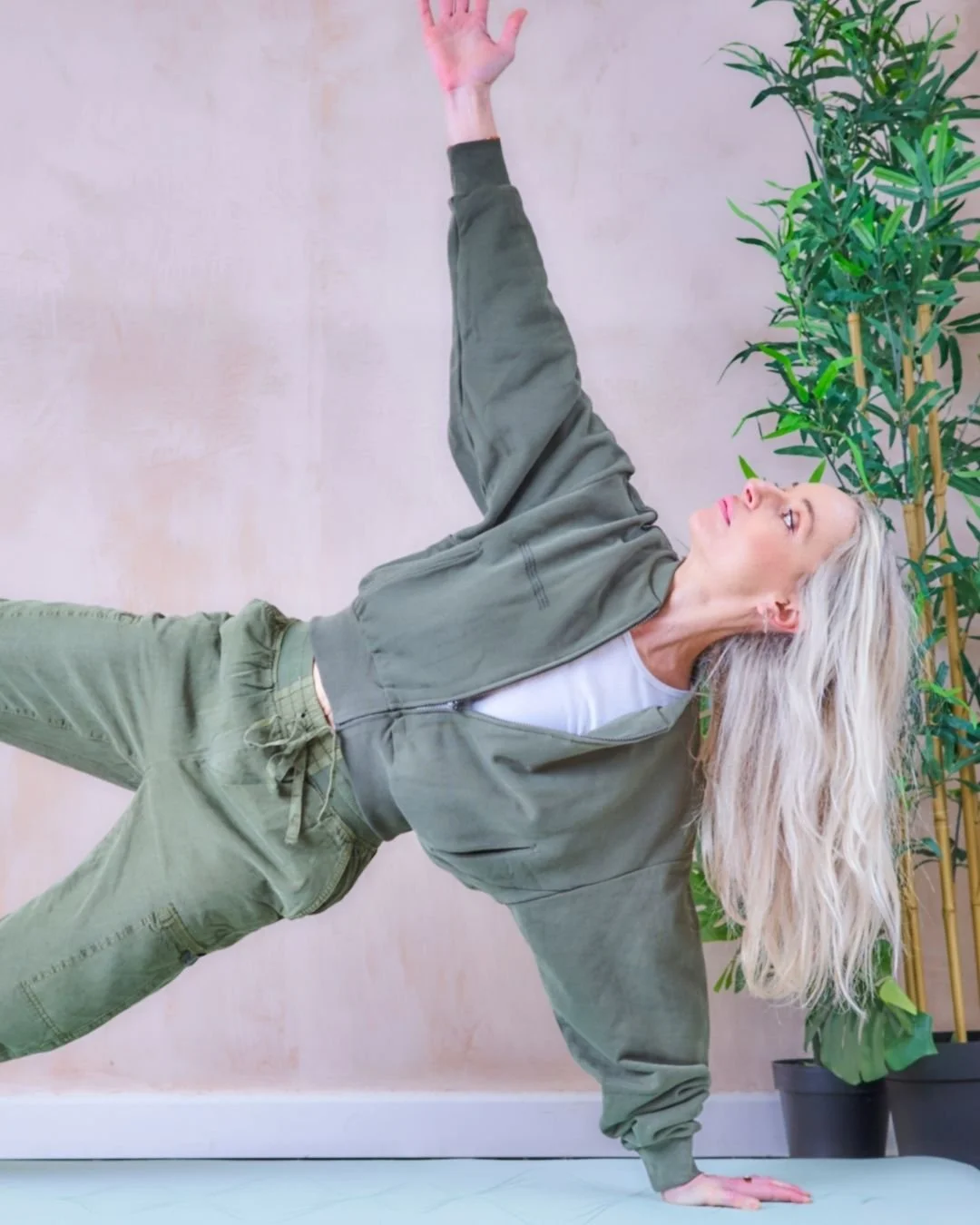 woman doing yoga in the workplace