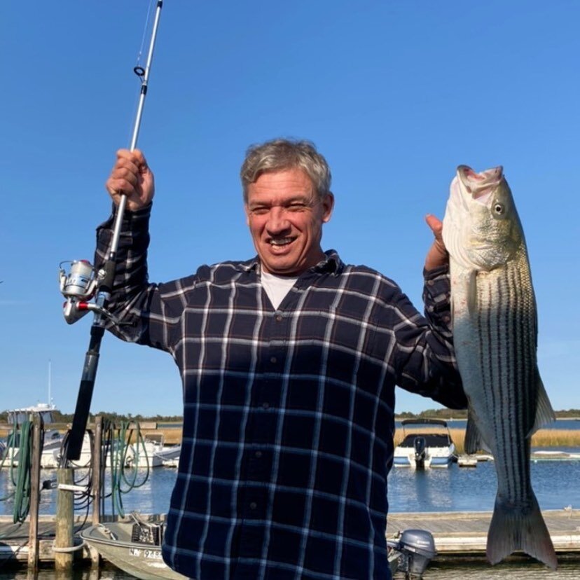 Capt Bob Boyle caught this nice bass on a vans spot this morning stop by and pick some spot up