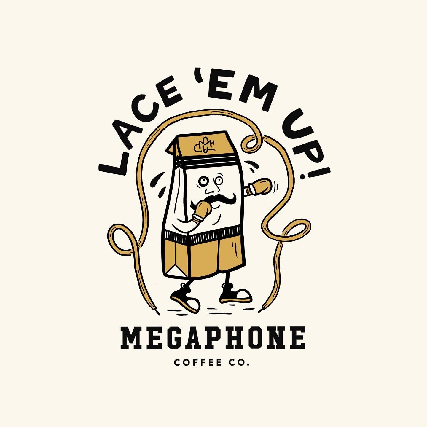 Megaphone has some pretty fun merch designs, but maybe I&rsquo;m just biased 😜. 
.
.
.
#dribbble #coffeemerch #bendoregon #graphicgang #truegrittexturesupply