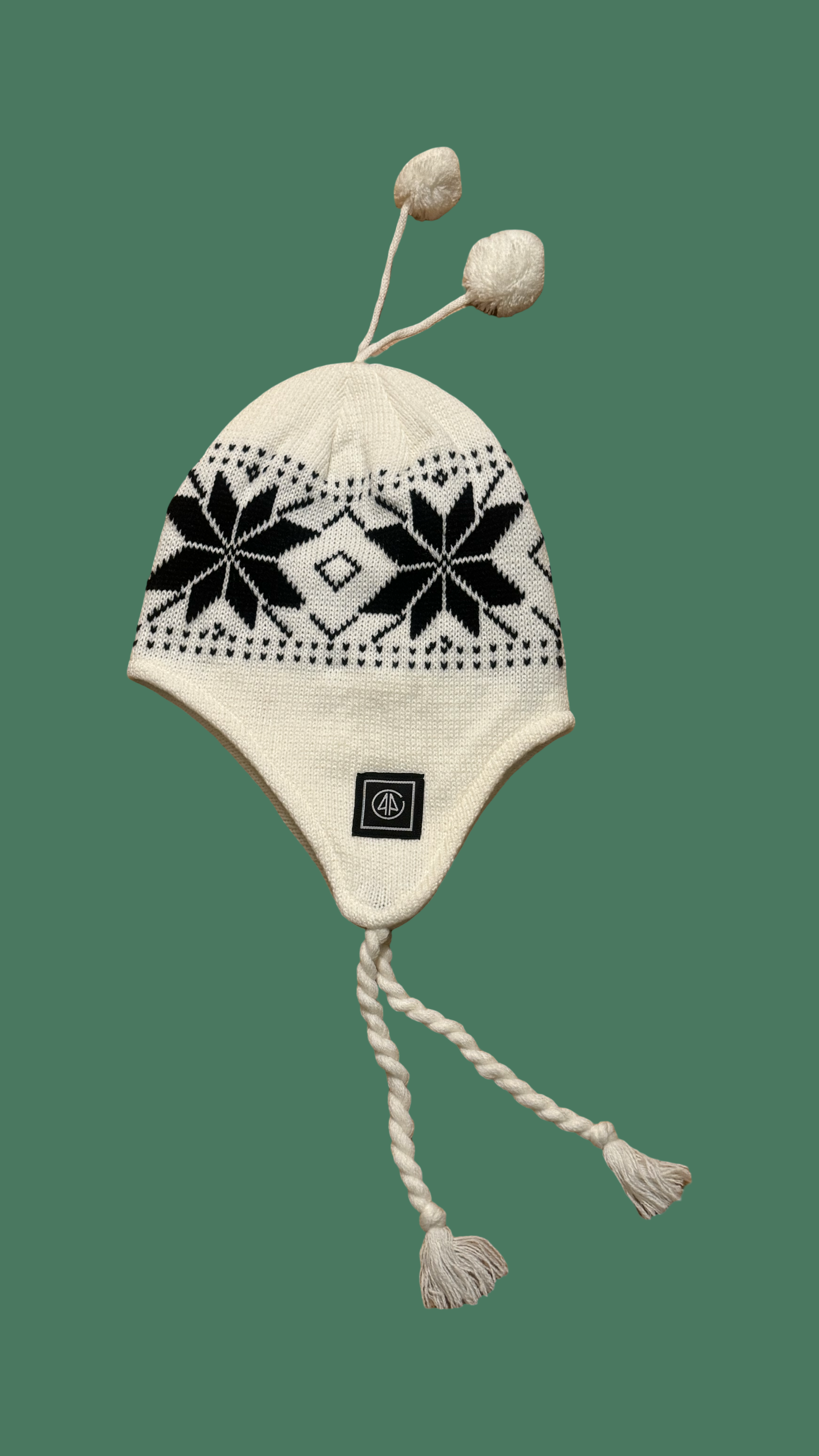 White Snowflake Earflap Beanie