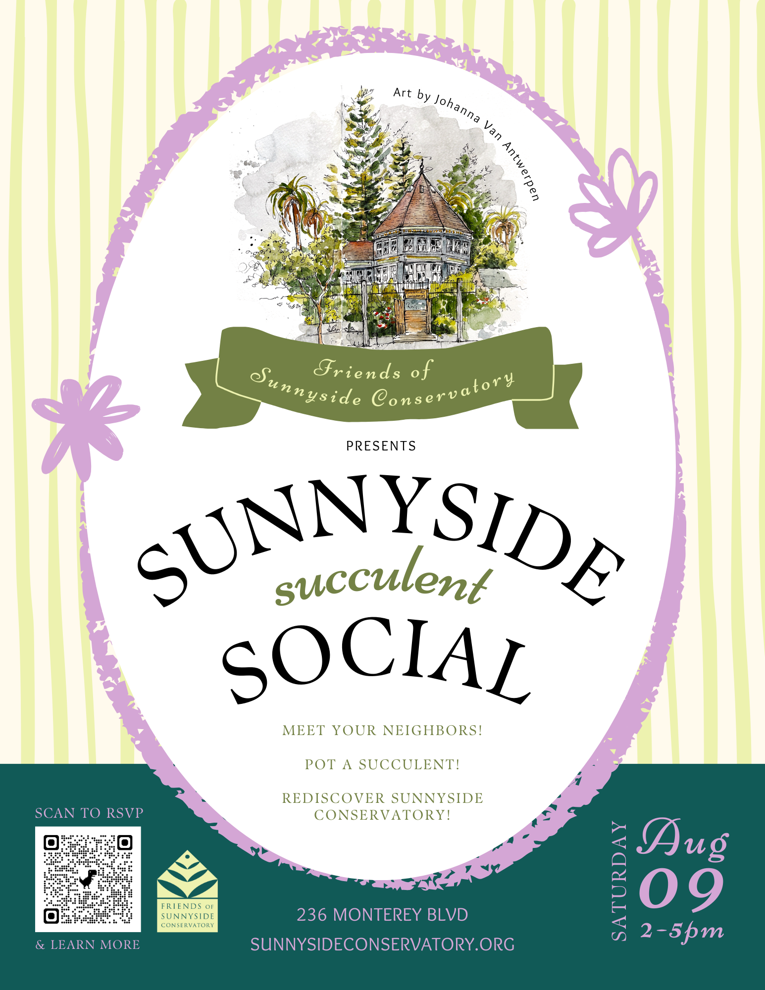 Sunnyside Succulent Social is August 9, 2025, 2-5 pm.