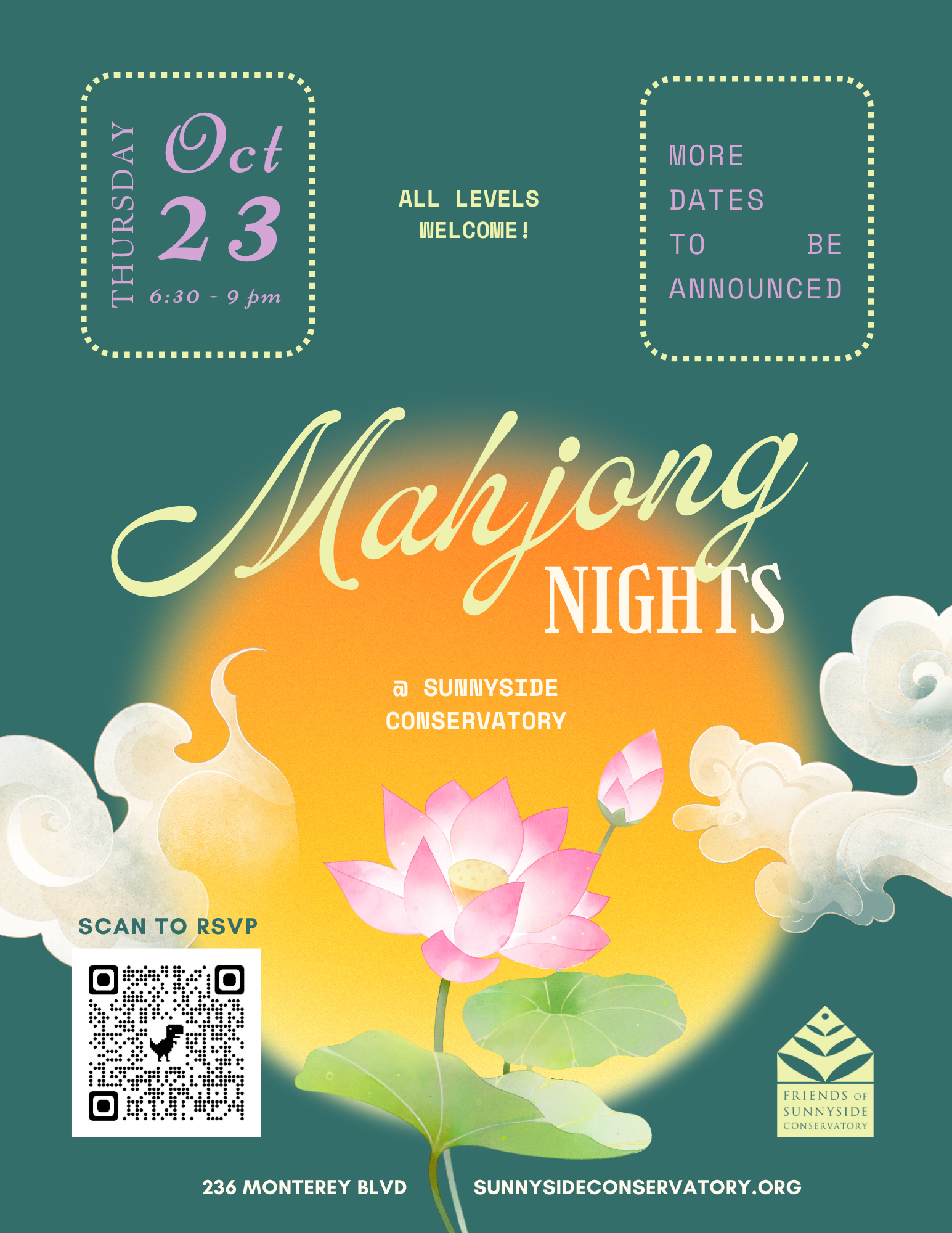 First Monthly Mahjong Night at Sunnyside Conservatory