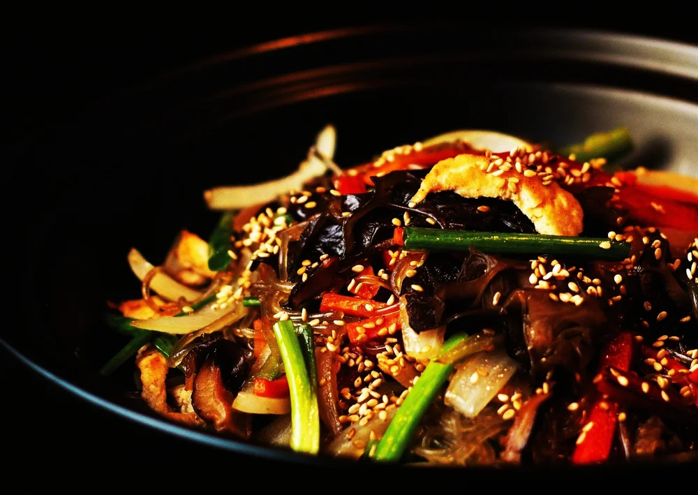 Korean japchae glass noodles