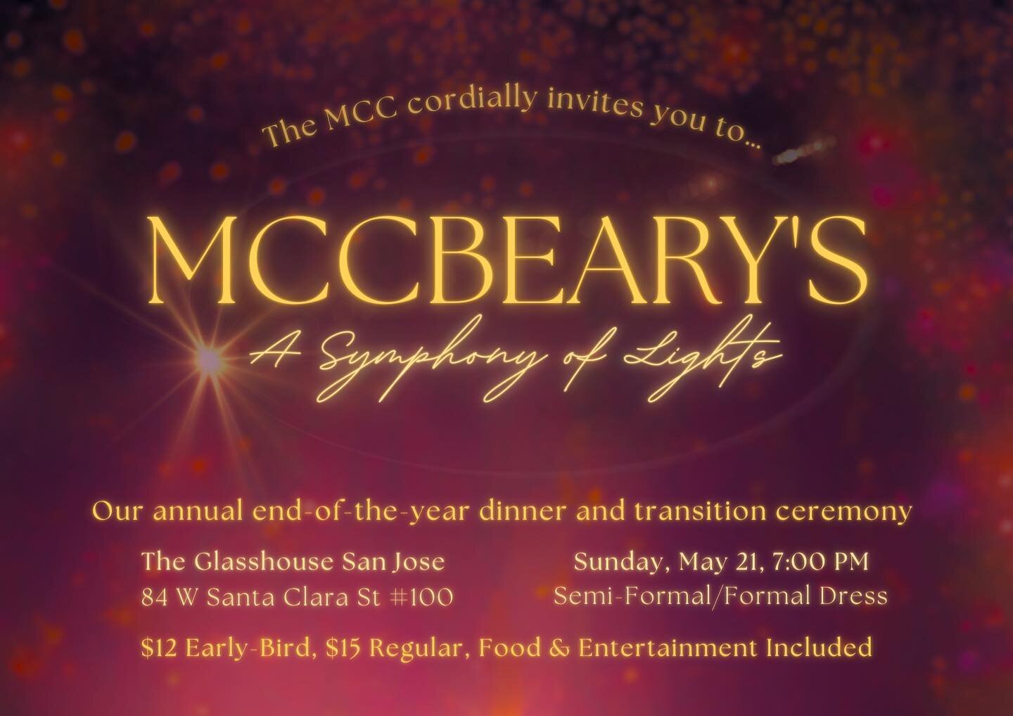 The time has come friends. MCCBeary&rsquo;s is back, and this years theme is ✨A Symphony of Lights✨!! MCCBeary&rsquo;s for those who don&rsquo;t know, is the official celebration of all the hard work of every club within the MCC as well as a transiti