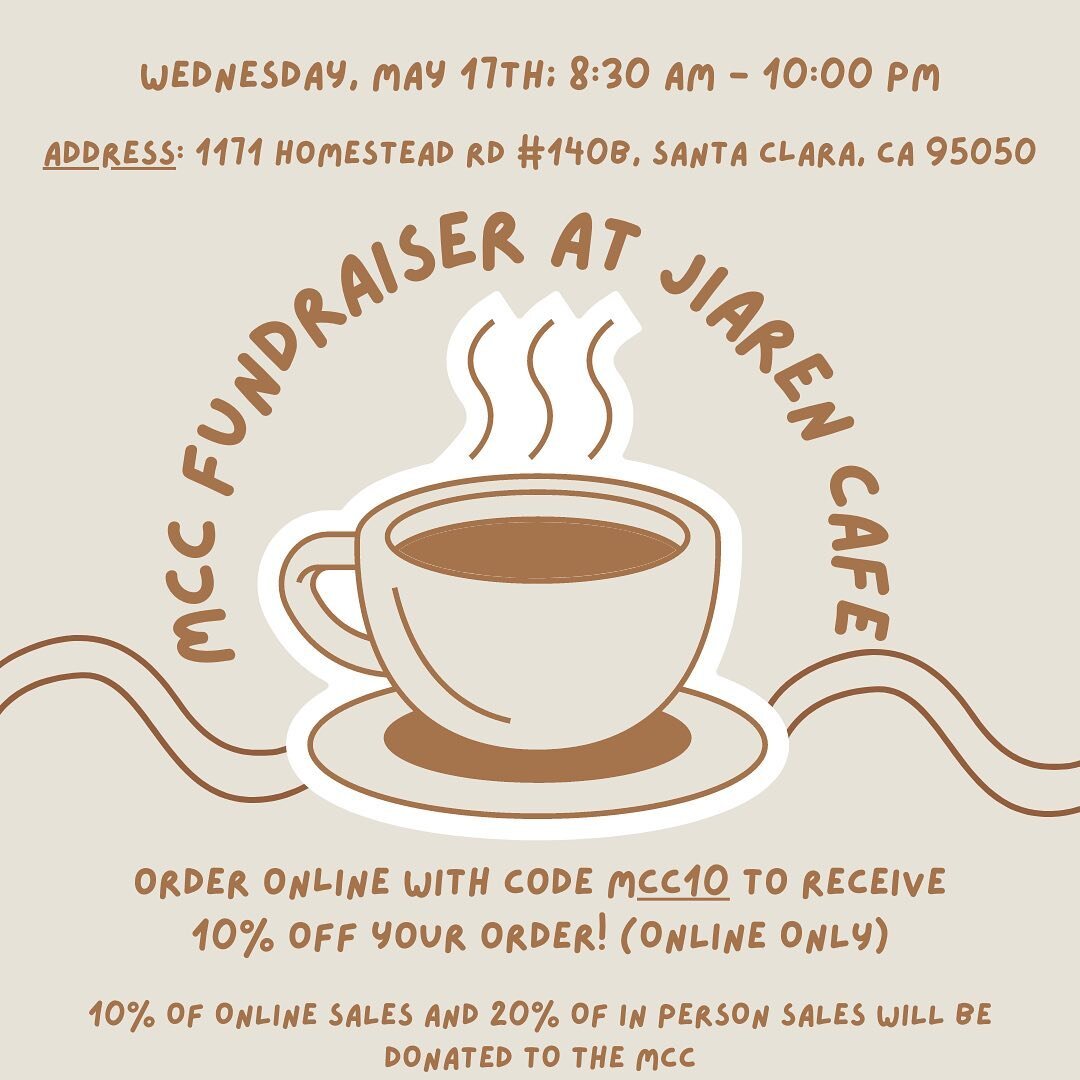 Support the MCC at Jiaren Cafe this wednesday!!