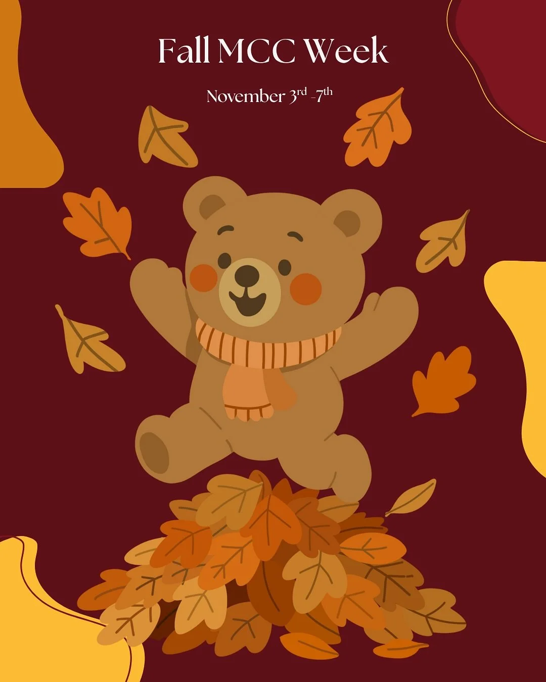 Community, culture, and good times ahead! ✨ Clear your schedules, because Fall MCC Week is approaching! 📅 Join us November 3rd&ndash;7th for a week packed with fun events, community dialogue, and celebration. You won&rsquo;t want to miss a single mo