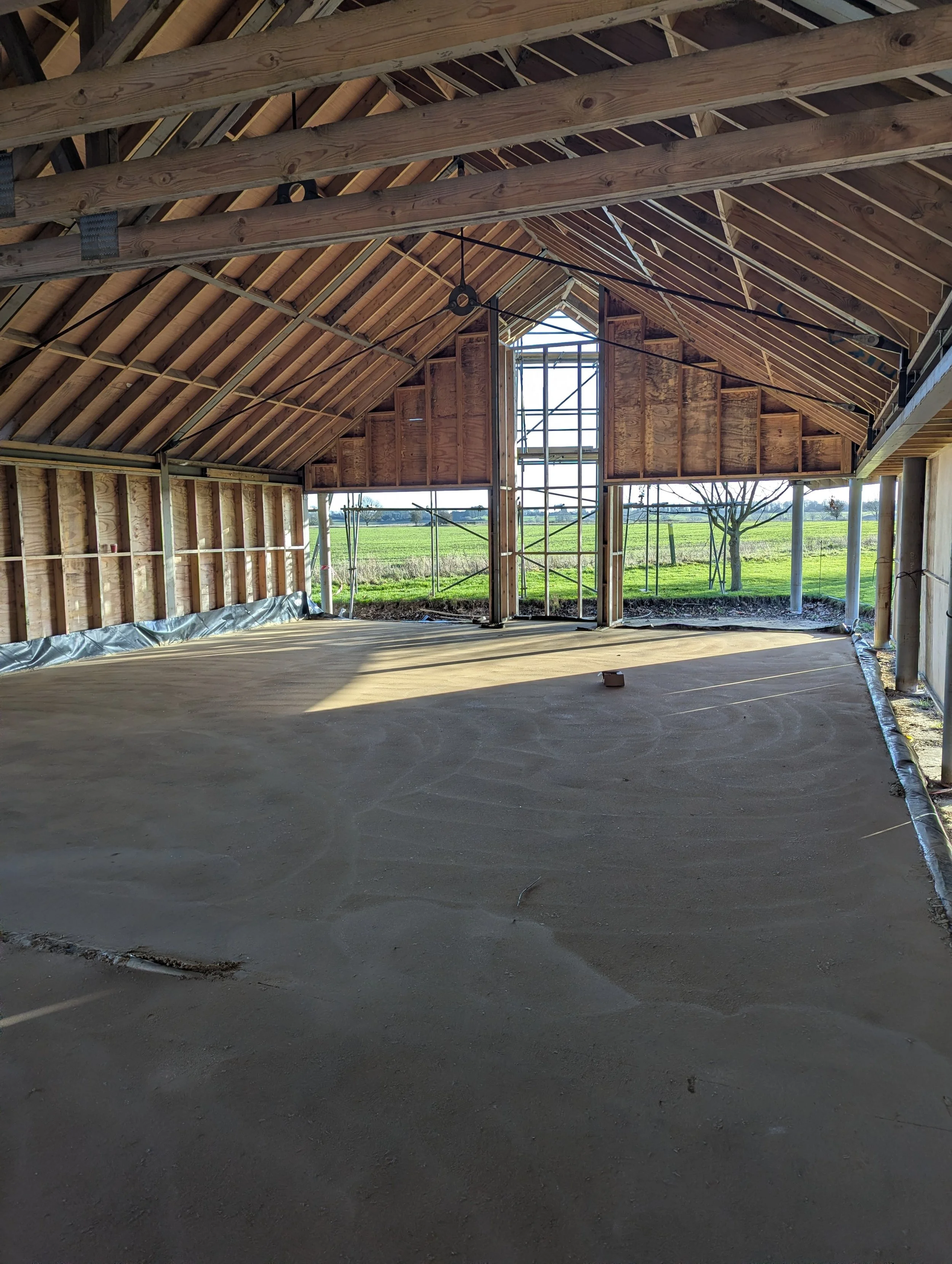 Screed poured in social area - view from bar end (Dec 2025)