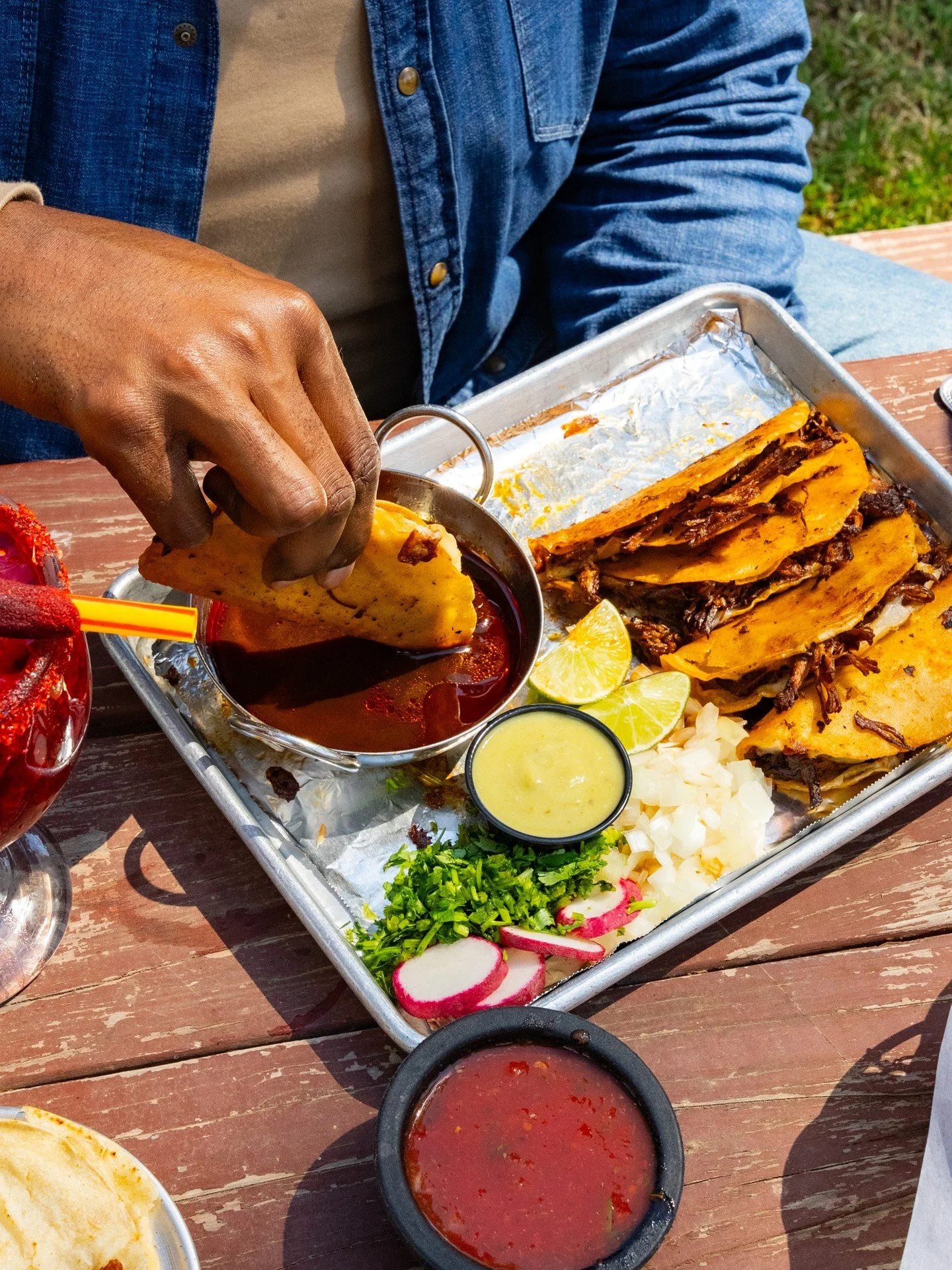 Come hungry, leave feeling like you hit the jackpot. 🤩

📸 In the picture: Our famous Quesabirria Tacos
Three traditional birria tacos made with homemade corn tortillas, filled with shredded beef barbacoa and melted cheese, then topped with cilantro
