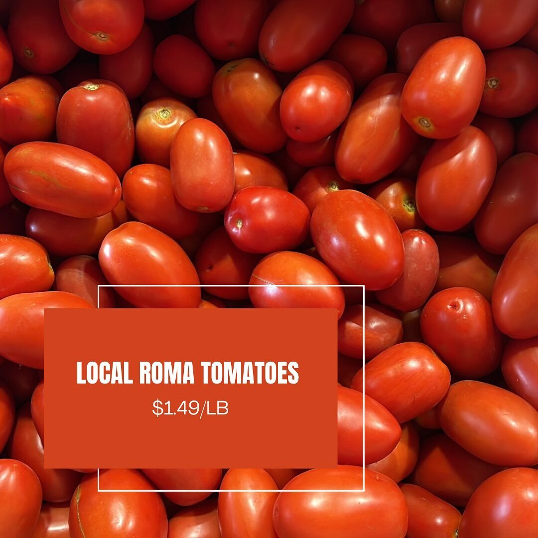 Local roma tomatoes available at Surrey Farm Markets at $1.49/lb!

Farm Markets:
5180 152 Street
4981 King George Blvd
🍅Open daily 9am to 6pm

#surreyfarms #surreyfarmshops #britishcolumbia #canada #supportlocal #farmmarket 
#freshandjuicy #yellowwa