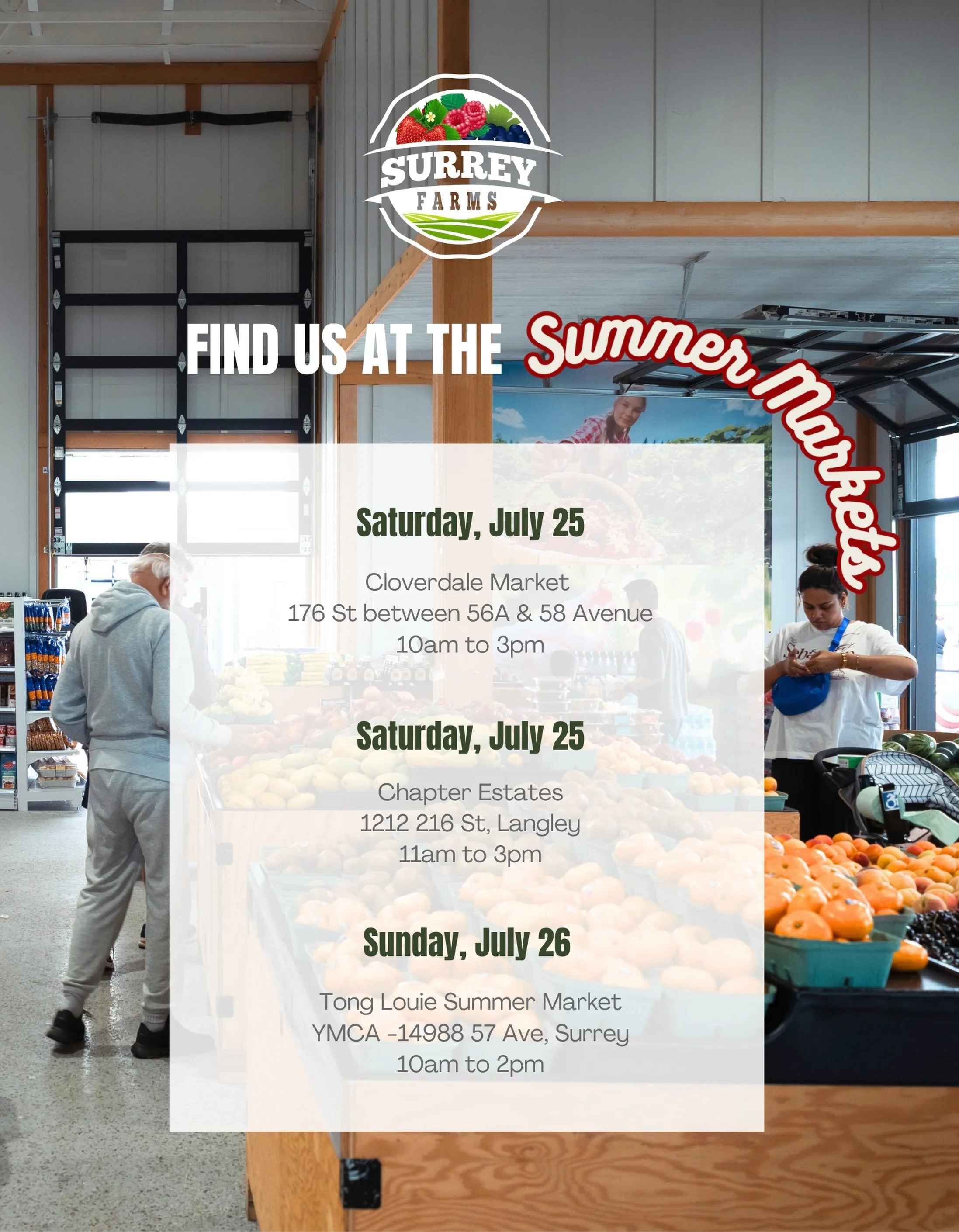 We&rsquo;re popping up at three summer markets this weekend☀️ Come say hi, shop your favourites, and soak up all the summer vibes with us.

🍃WEEKEND SCHEDULE:

Saturday, July 25
📍Cloverdale Market (10am to 3pm)
📍Chapter Estate Market (11am to 3pm)