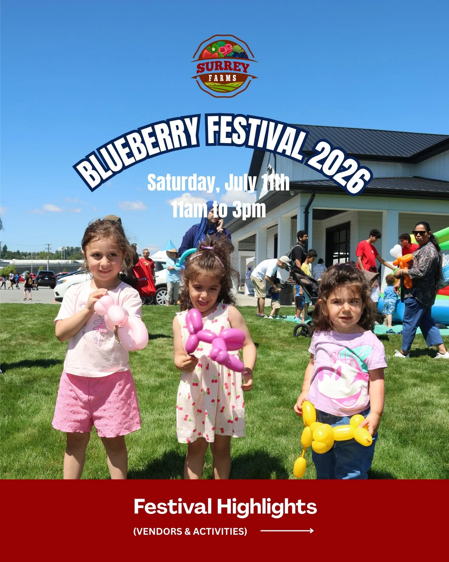 🫐A Day Worth Picking. A Summer Tradition Worth Sharing🫐

Mark your calendars for the SURREY FARMS BLUEBERRY FESTIVAL 2026!

🗓 Saturday, July 11 | 11am to 3pm
📍 Surrey Farms | 5180 152 Street, Surrey

Join us for a summer celebration surround