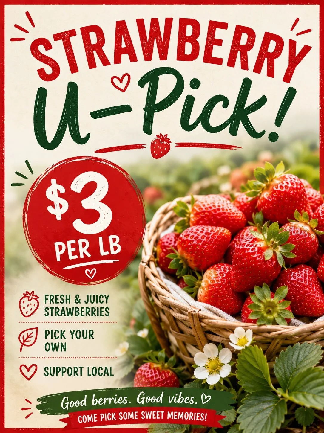 🍓 Fresh Strawberry U-Pick! Only $3/lb 🍓

#strawberryupick #freshstrawberries🍓 #surreyfarms #bcfarms 

📍Farm Markets 
5180 152 Street 
4981 King George Blvd 
(Open daily 9am to 6pm)
