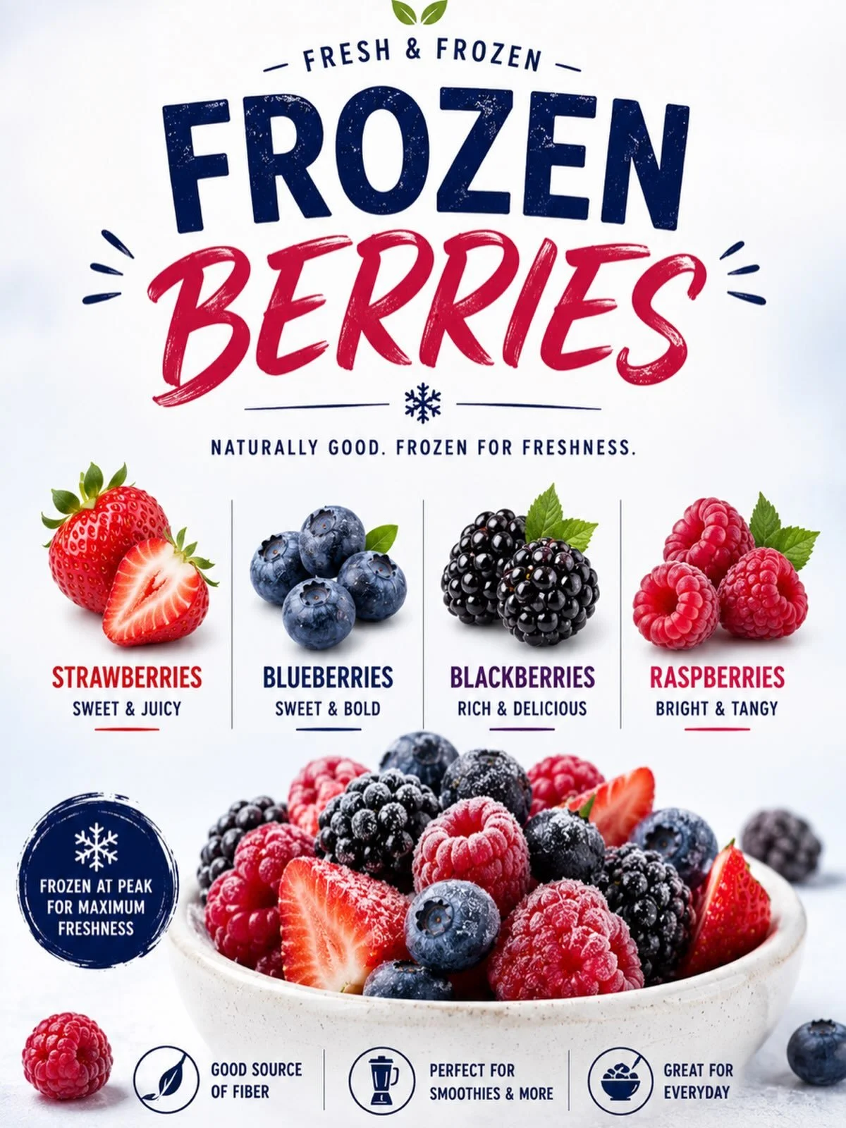 🍓🫐 Fresh Taste, Frozen Goodness! ❄️

Enjoy the delicious taste of strawberries, blueberries, blackberries, and raspberries all year round. Picked at their peak and frozen for freshness, our mixed berries are perfect for smoothies, breakfast bowls, 