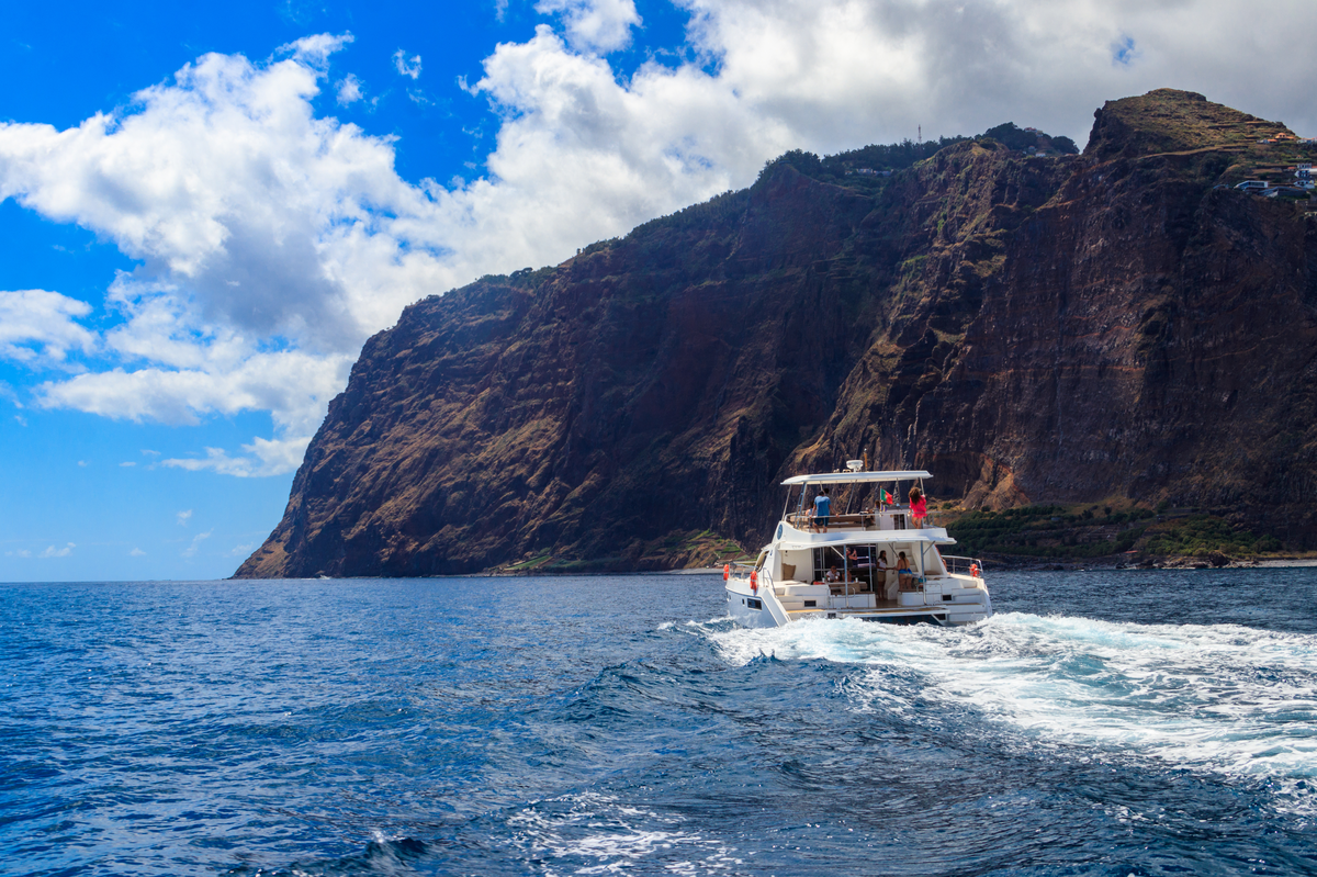 Catamaran Madeira harbor ocean