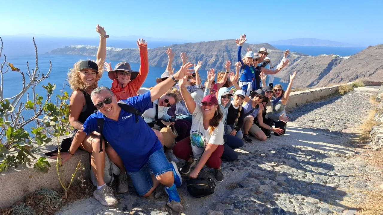 Santorini hike to Oia with Fit4Travel guide and Euphoria Retreats guests
