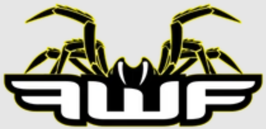Stylized black-and-white spider logo with raised legs and bold lettering