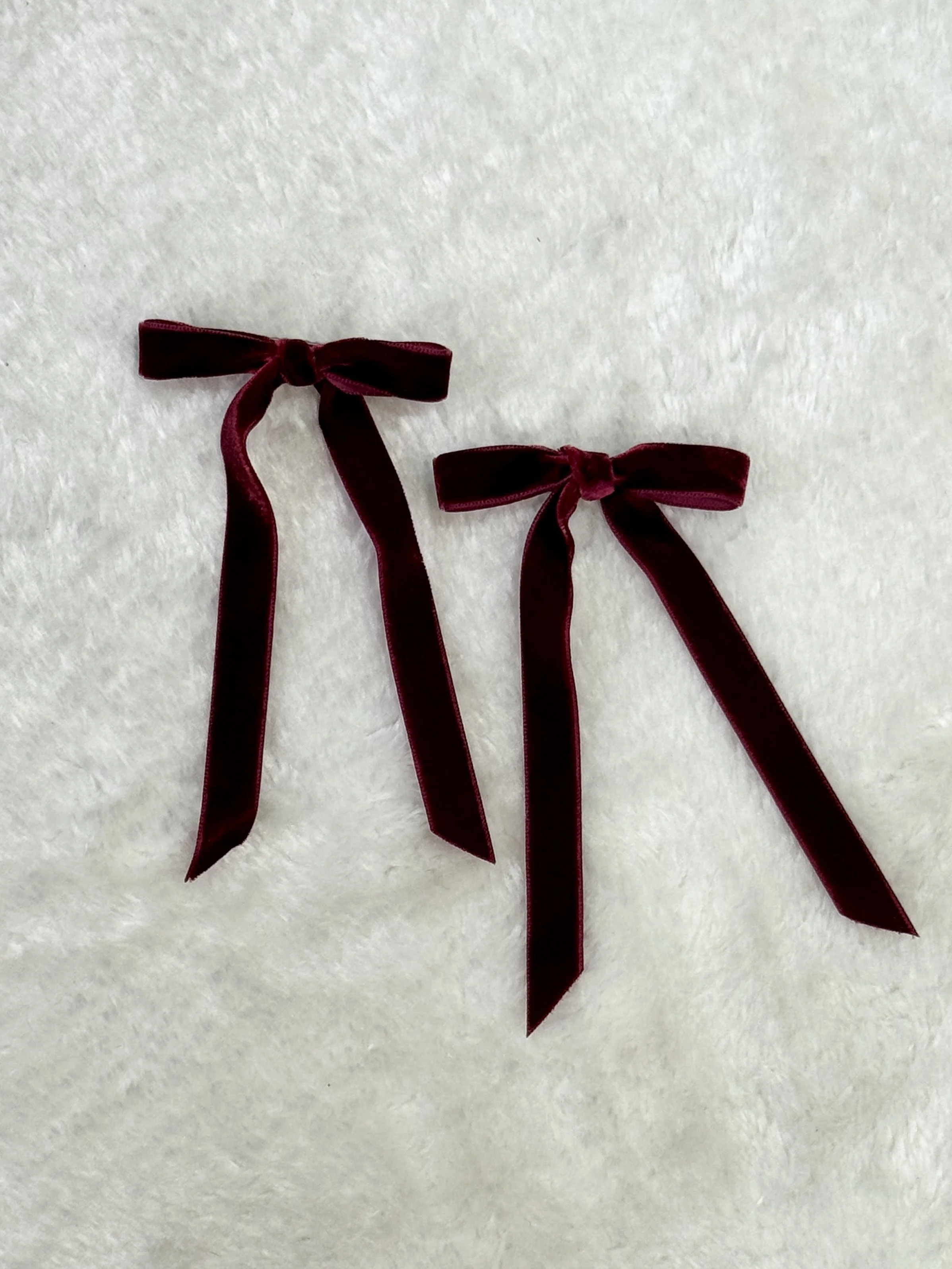 Mini Velvet Bow Pair Of Hair Clips