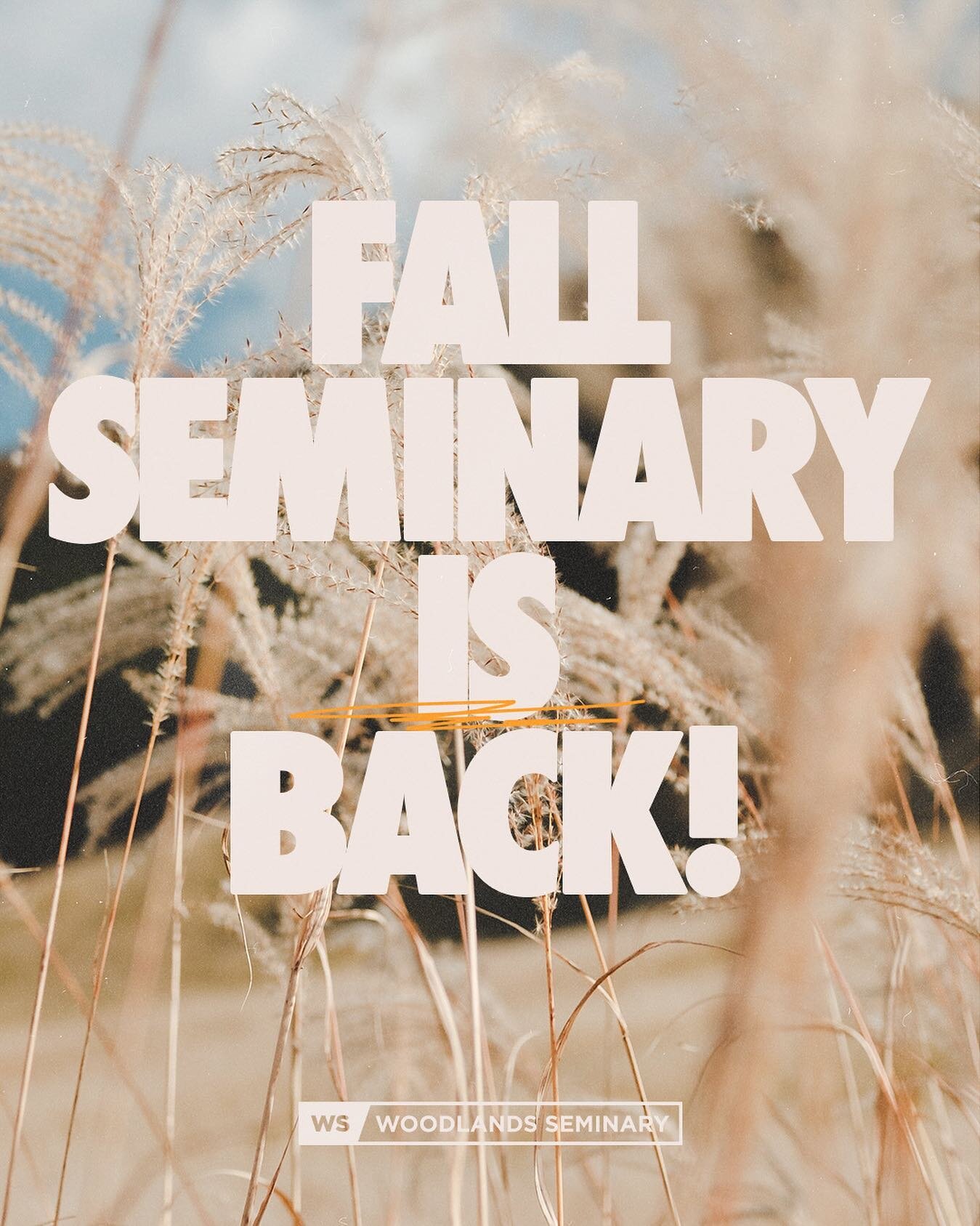 Fall seminary is BACK August 24th! Interested in applying or want to know more? Send us a DM or visit our website woodandsseminary.org
