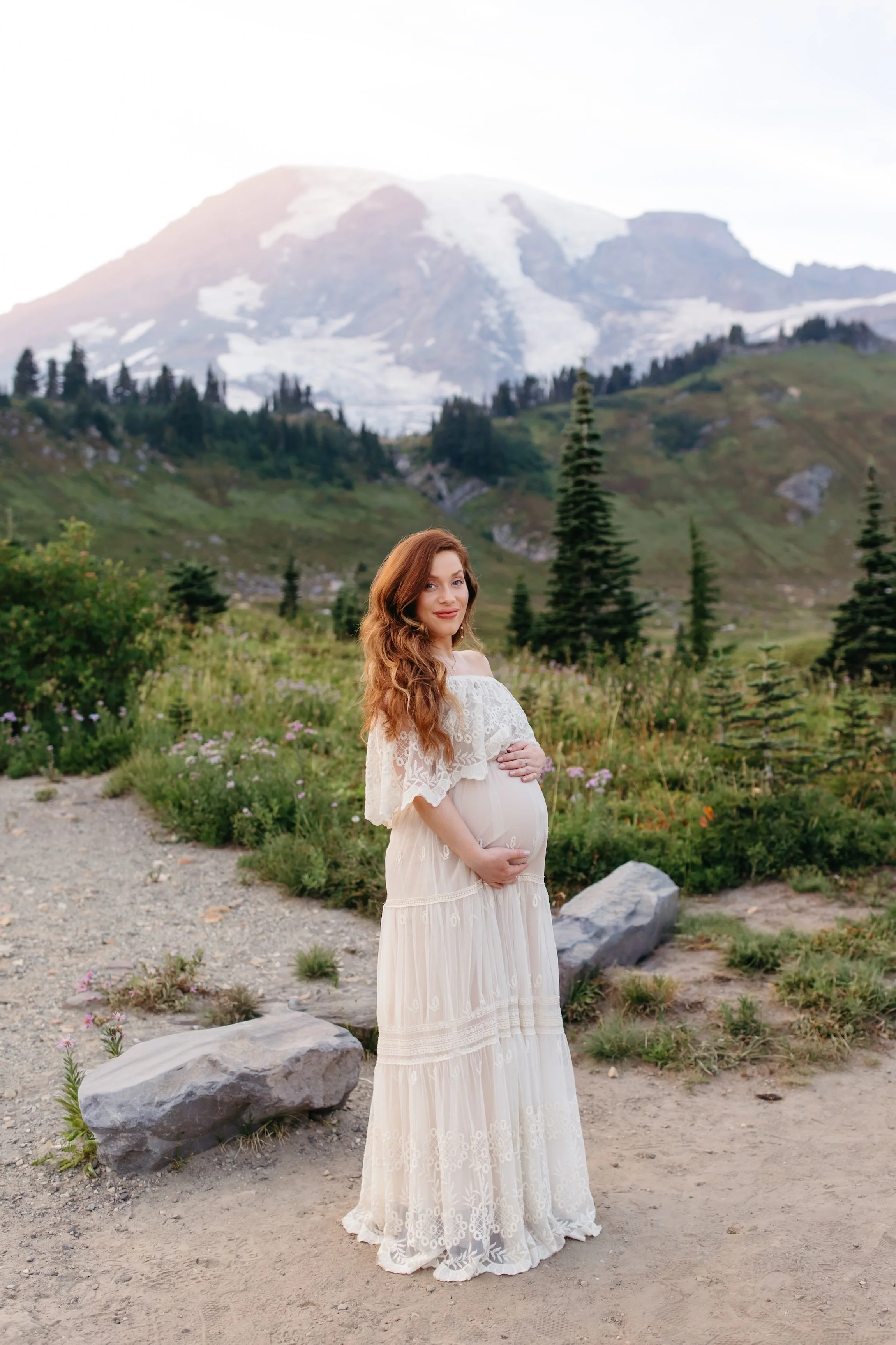 Pregnancy image during maternity session at Mt. Rainier