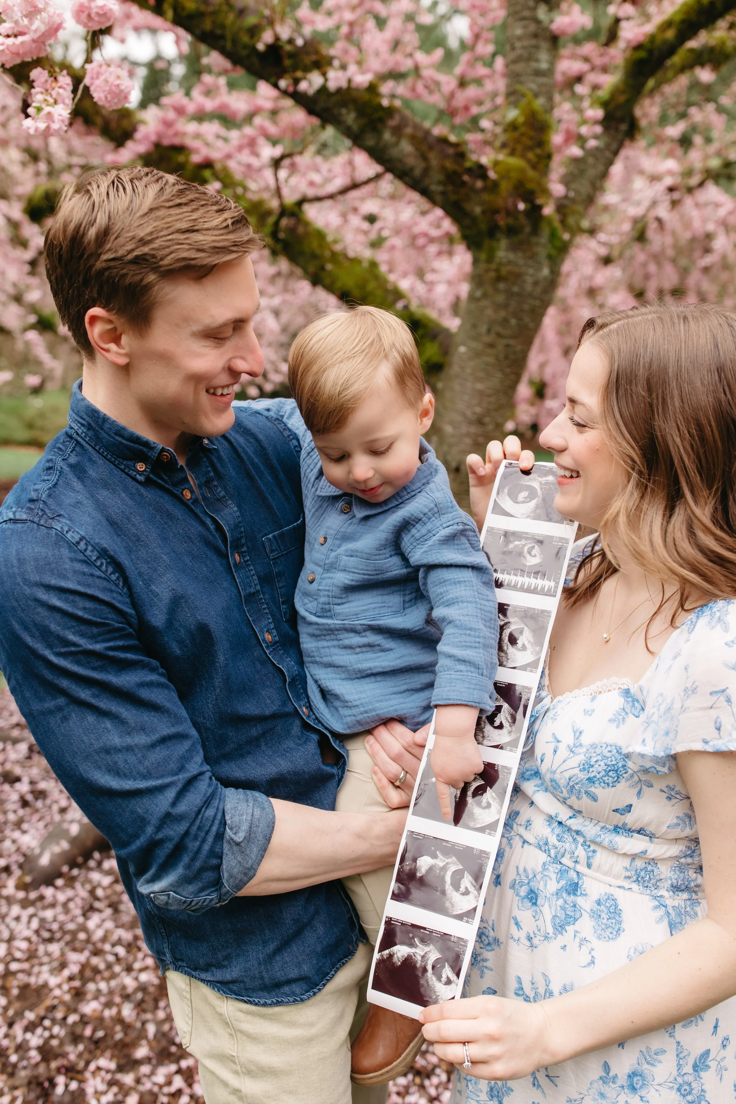 spring maternity photo session with toddler in Seattle
