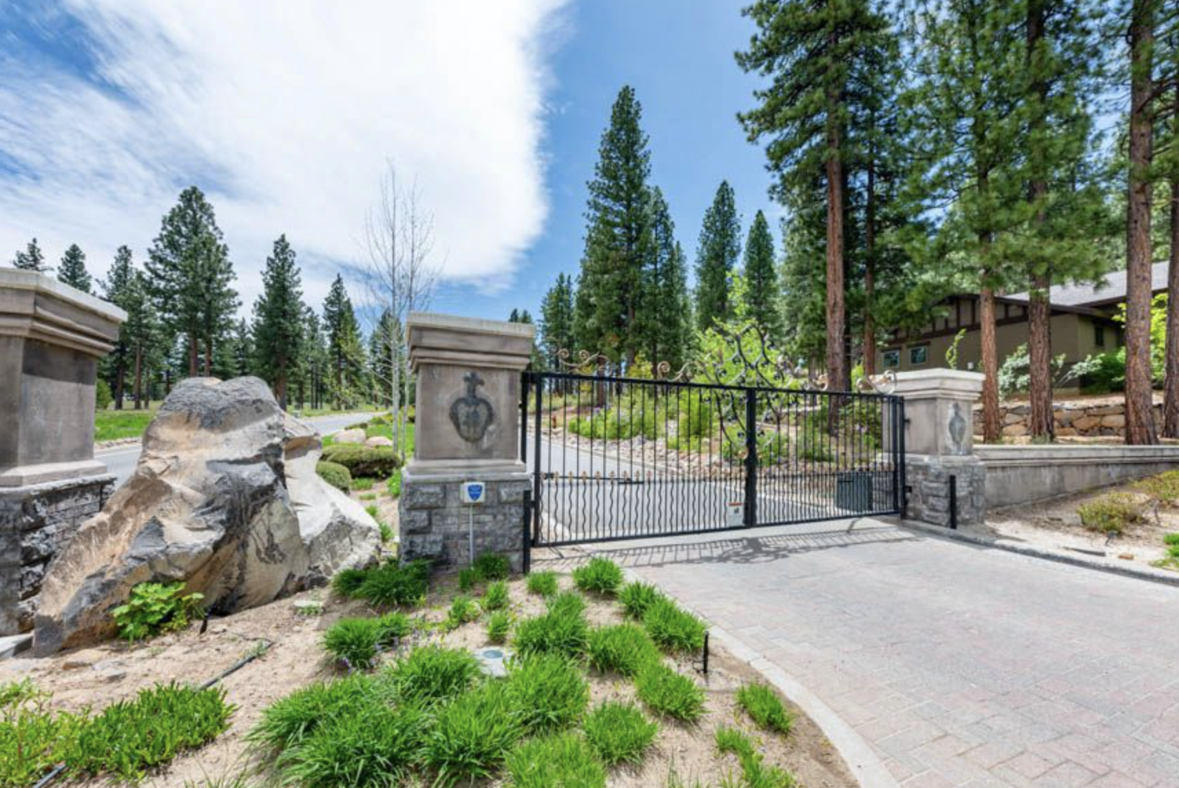 Gated entrance to St James Village private luxury community in Reno Nevada