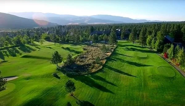 Aerial view of Montreux Reno luxury golf community surrounded by pine forest