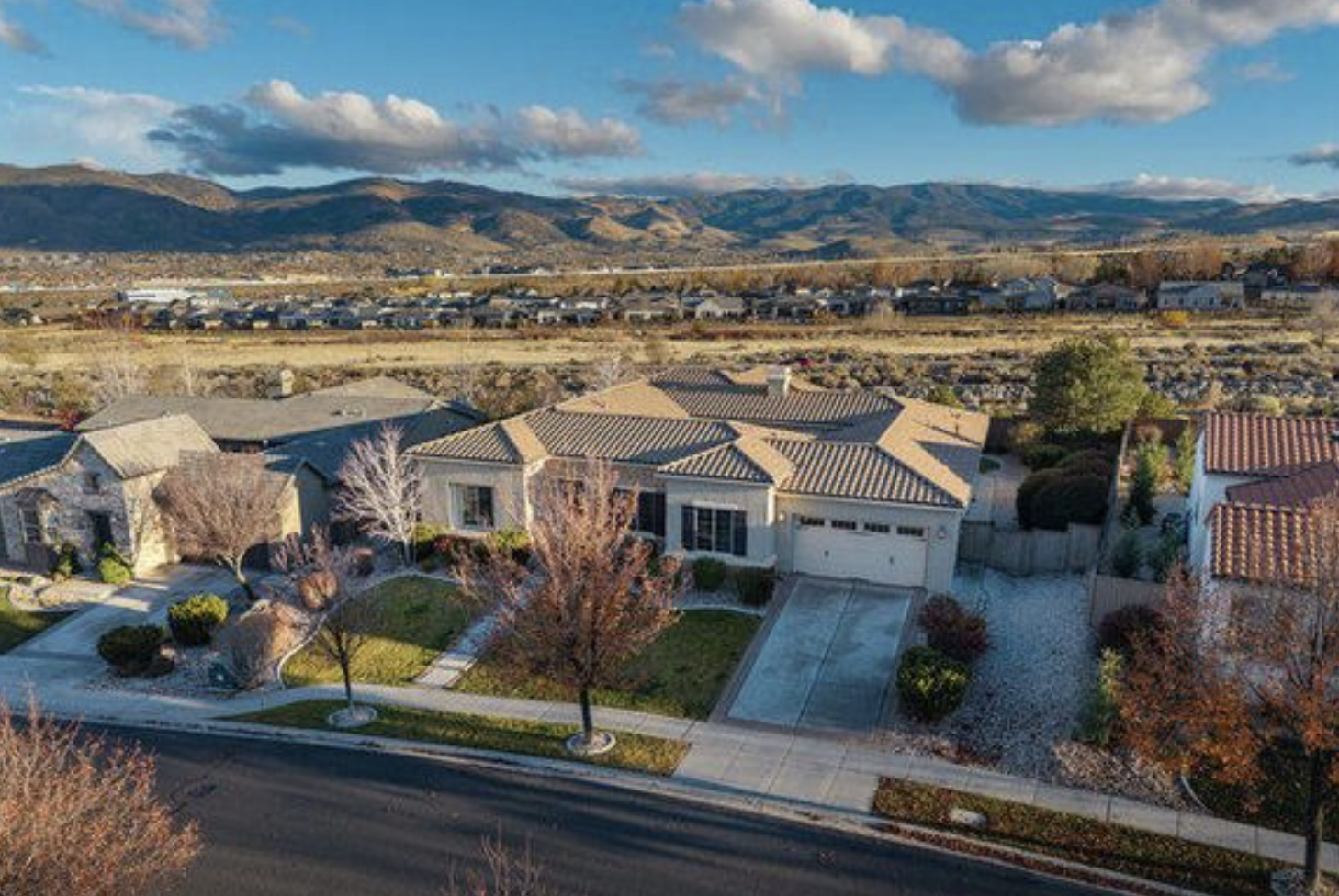 Aerial view of suburban home in South Reno Nevada