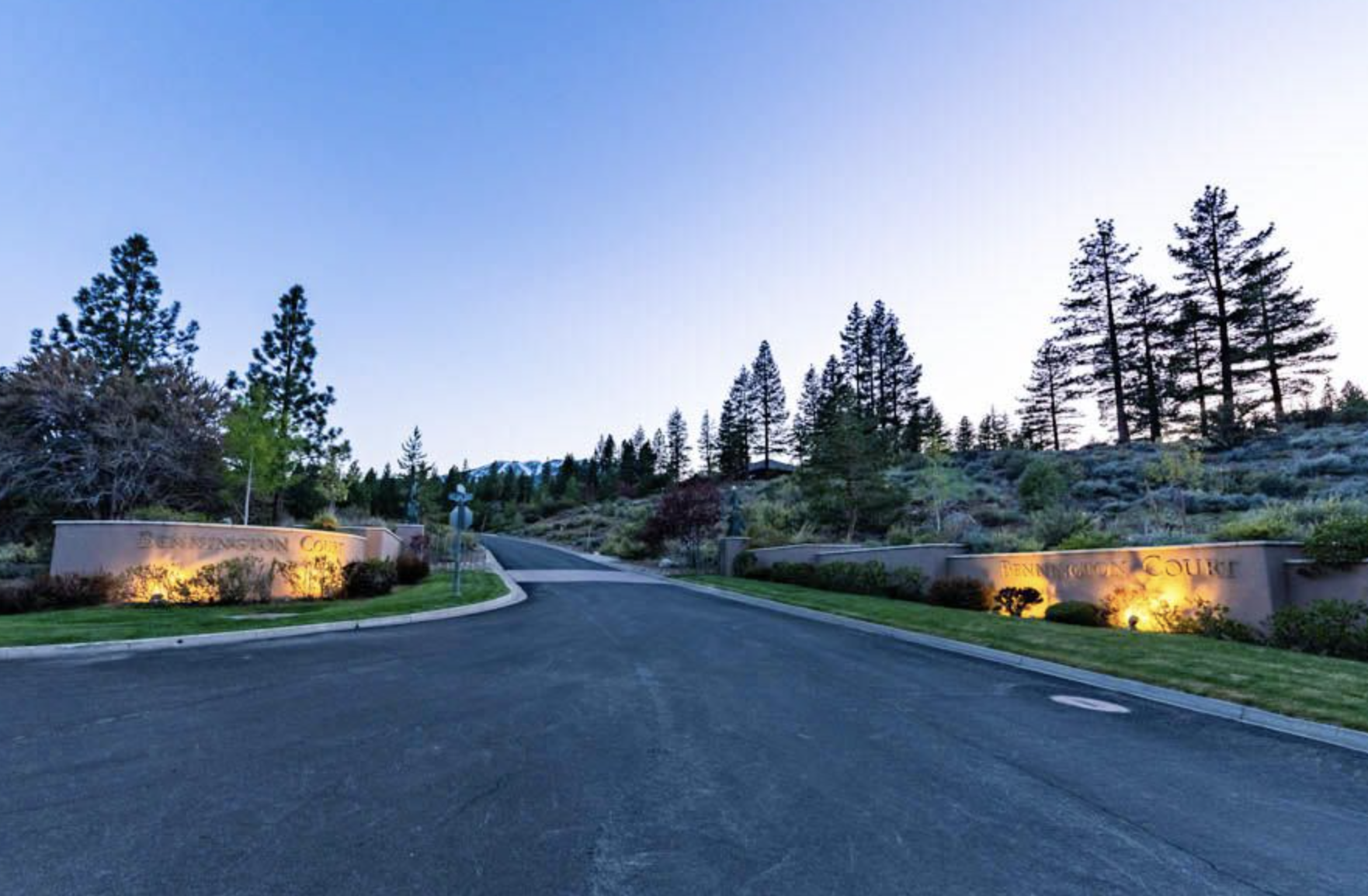 Entrance monument sign for St James Village luxury neighborhood in Reno