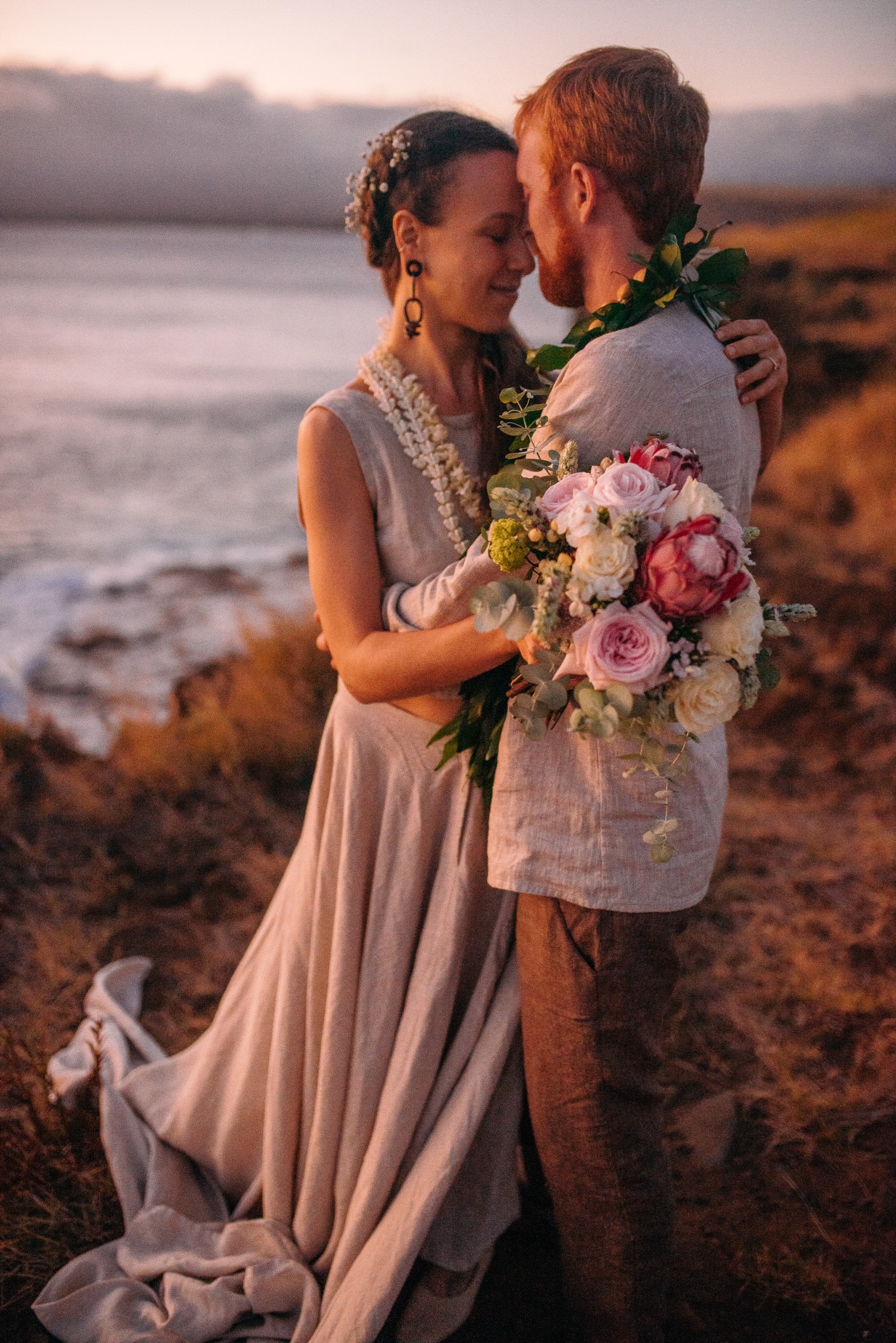 just married hawaii big island wedding dress