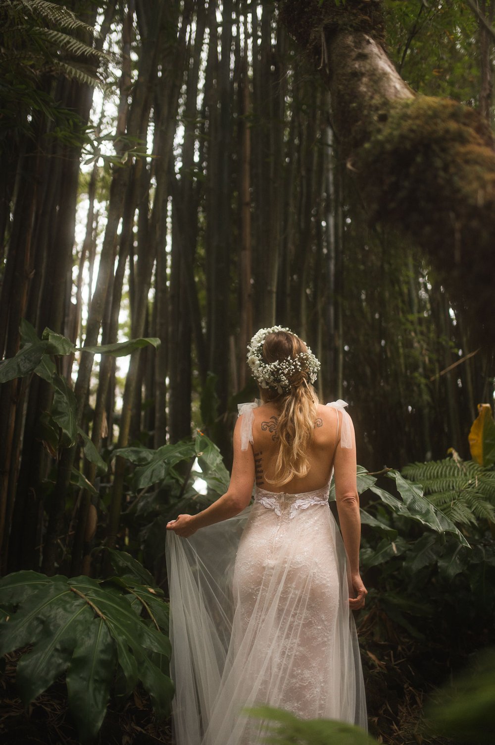 romantic volcano hawaii elopement bride