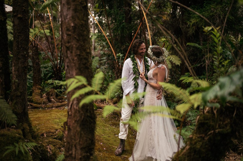 Romantic Intimate Elopement Photography Bride and Groom Volcano Hawaii Big Island