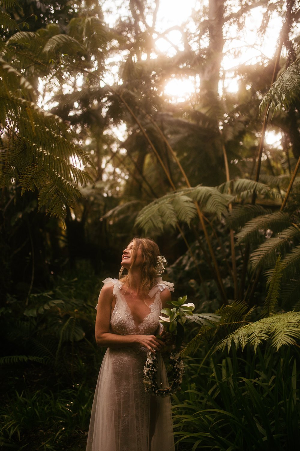 Romantic Elopement Photography Bride and Groom Volcano Hawaii Big Island
