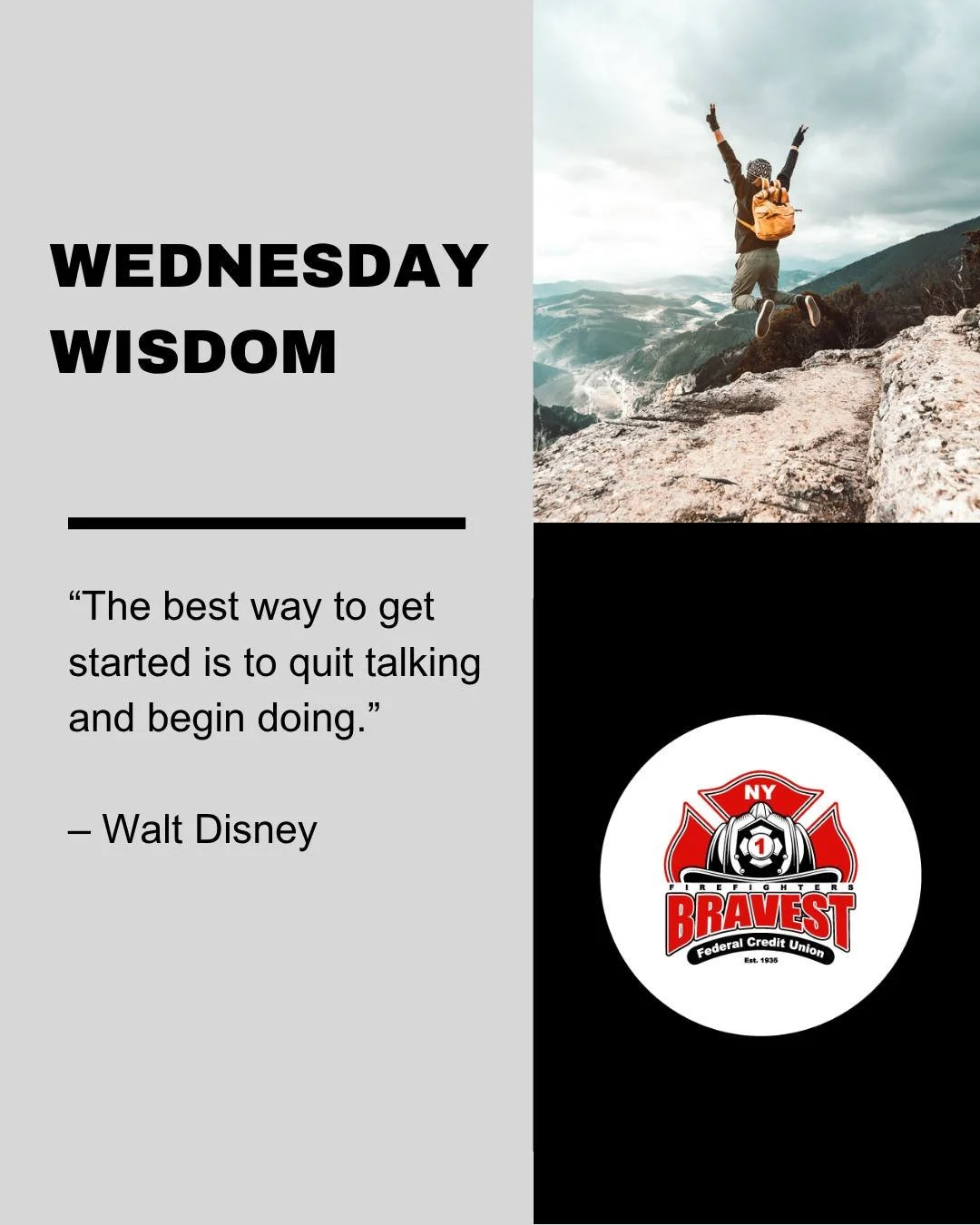 ✨ &ldquo;The best way to get started is to quit talking and begin doing.&rdquo; &ndash; Walt Disney

🌟 Take one small financial step today and let it build momentum.

#WisdomWednesday
#FDNY
#NewYorkFirefighters
#NewYork
#NYC
#AlbanyNY
#UpstateNY
#Fi