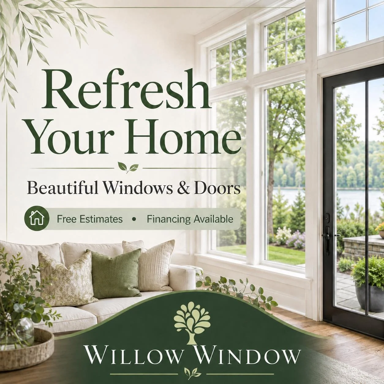 Refresh your home with beautiful new windows and doors from Willow Window. 

Whether you&rsquo;re ready to bring in more natural light, improve your home&rsquo;s curb appeal, or make your space feel fresh again, our team is here to help from start to