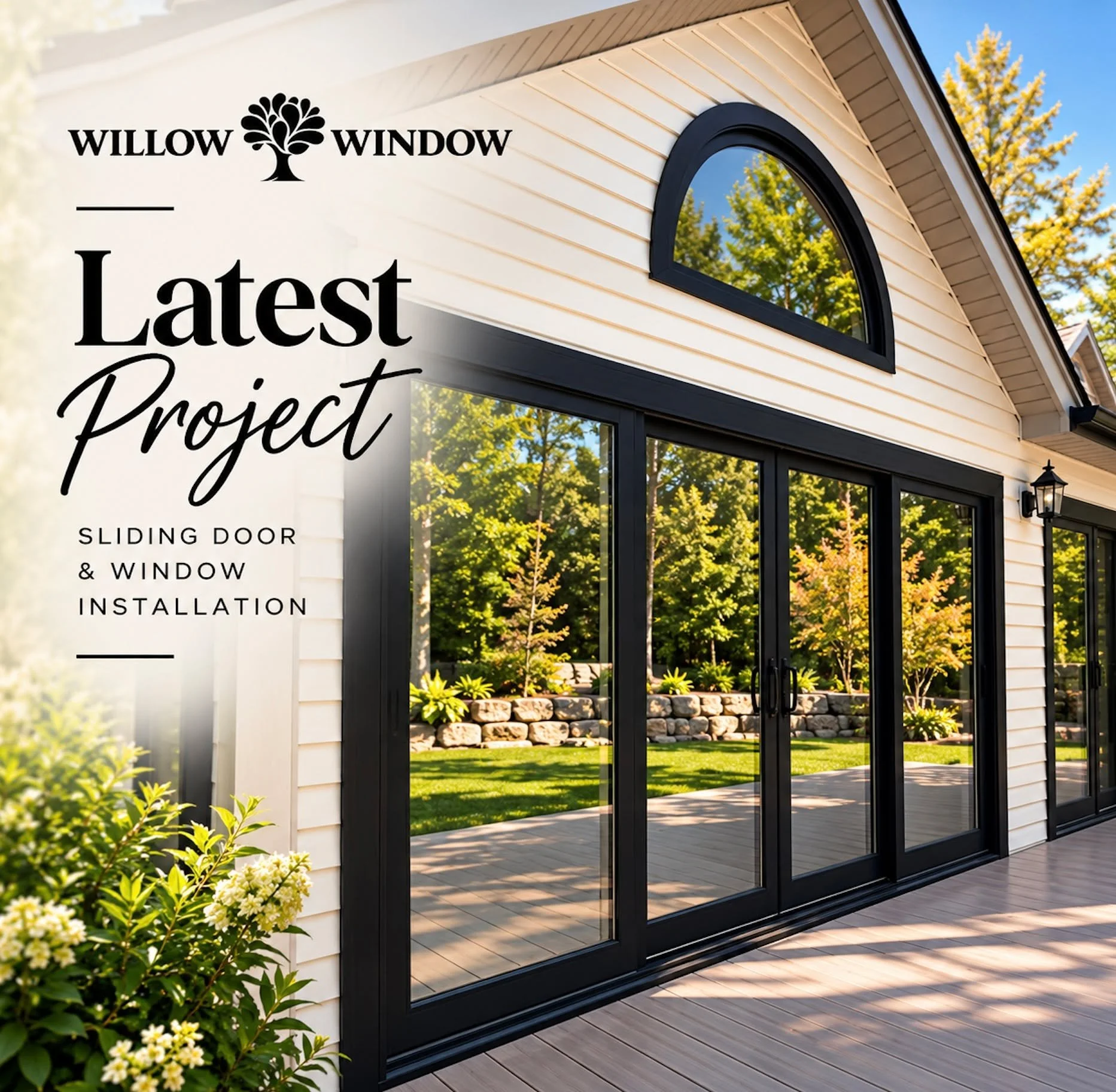 This sliding door and window combination brings together natural light, beautiful views, and a clean, modern finish. The black frames create a striking contrast while helping transform this space into something the homeowners can enjoy every day. 

R
