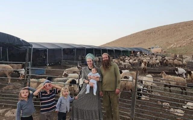 Illegal settler Neriya Ben Pazi and family.jpeg
