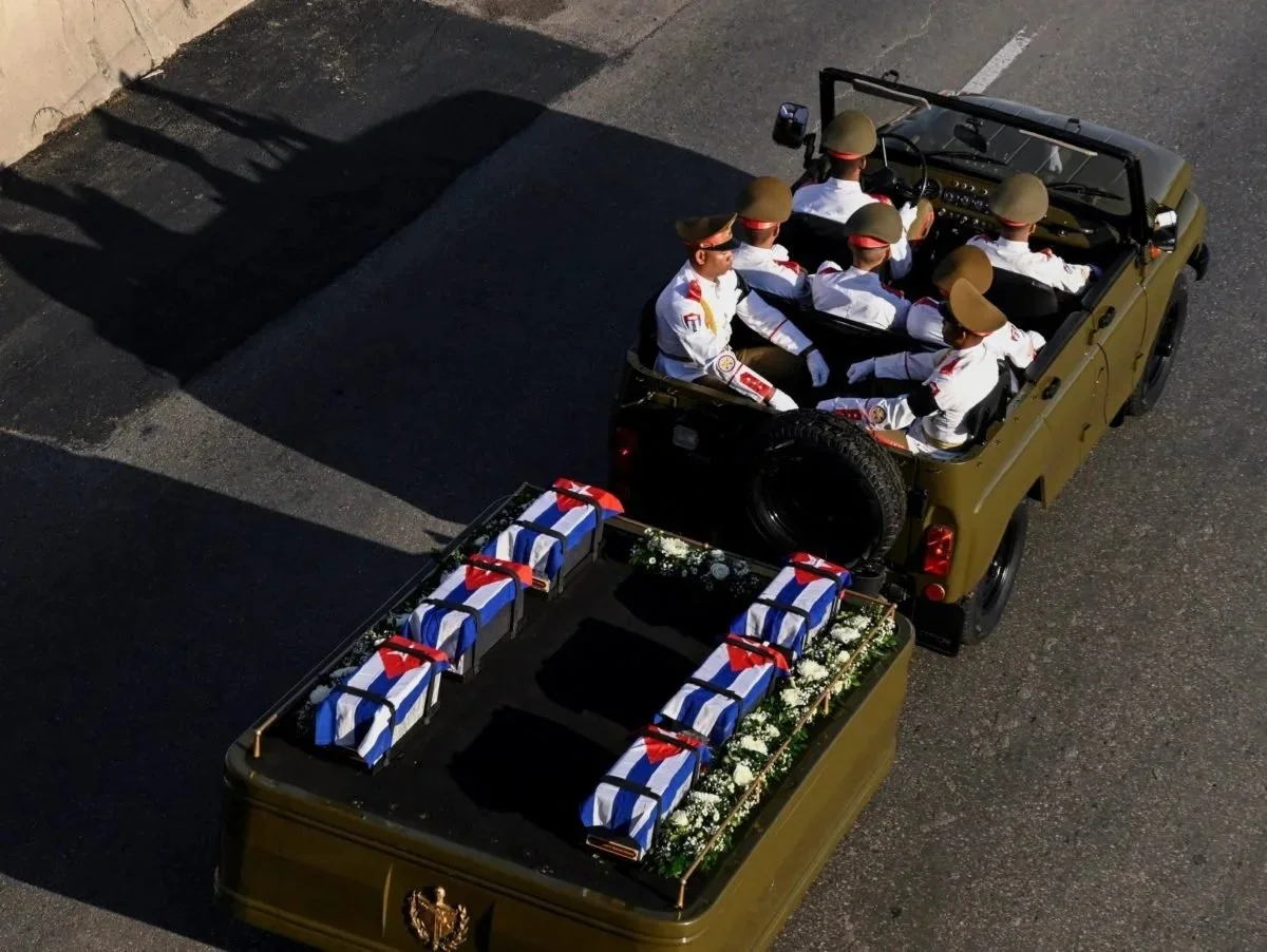 Cuban Military motorcade coffins