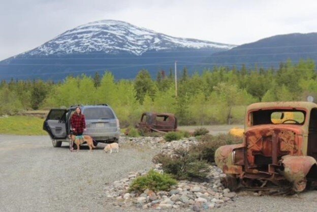 &nbsp;The beginning of the South Canol Road where you can see some of the old trucks used during the construction. 