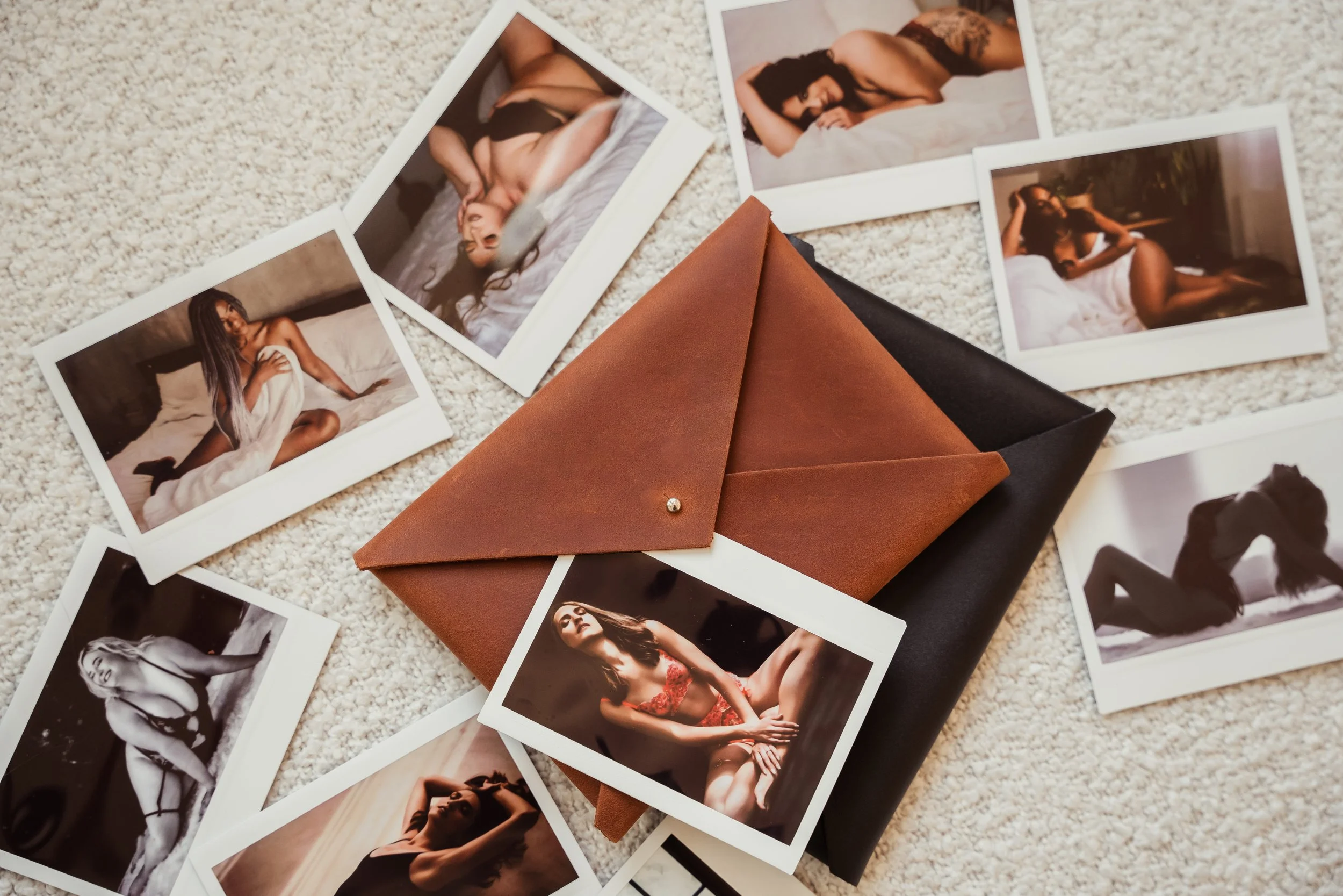 Boudoir Polaroids in handcrafted envelope, perfect wedding or anniversary gift. Book your session at Chrissy Rene Studios in Round Rock, TX