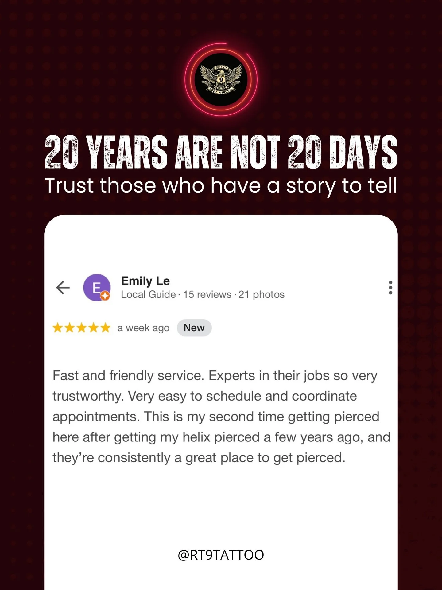 They came from Texas and left with fresh ink and big smiles. 🤩✈️

Reviews like this remind us why we love what we do. Friendly vibes, skilled artists, experienced piercers, and a space that feels like home even if you&rsquo;re just passing through.
