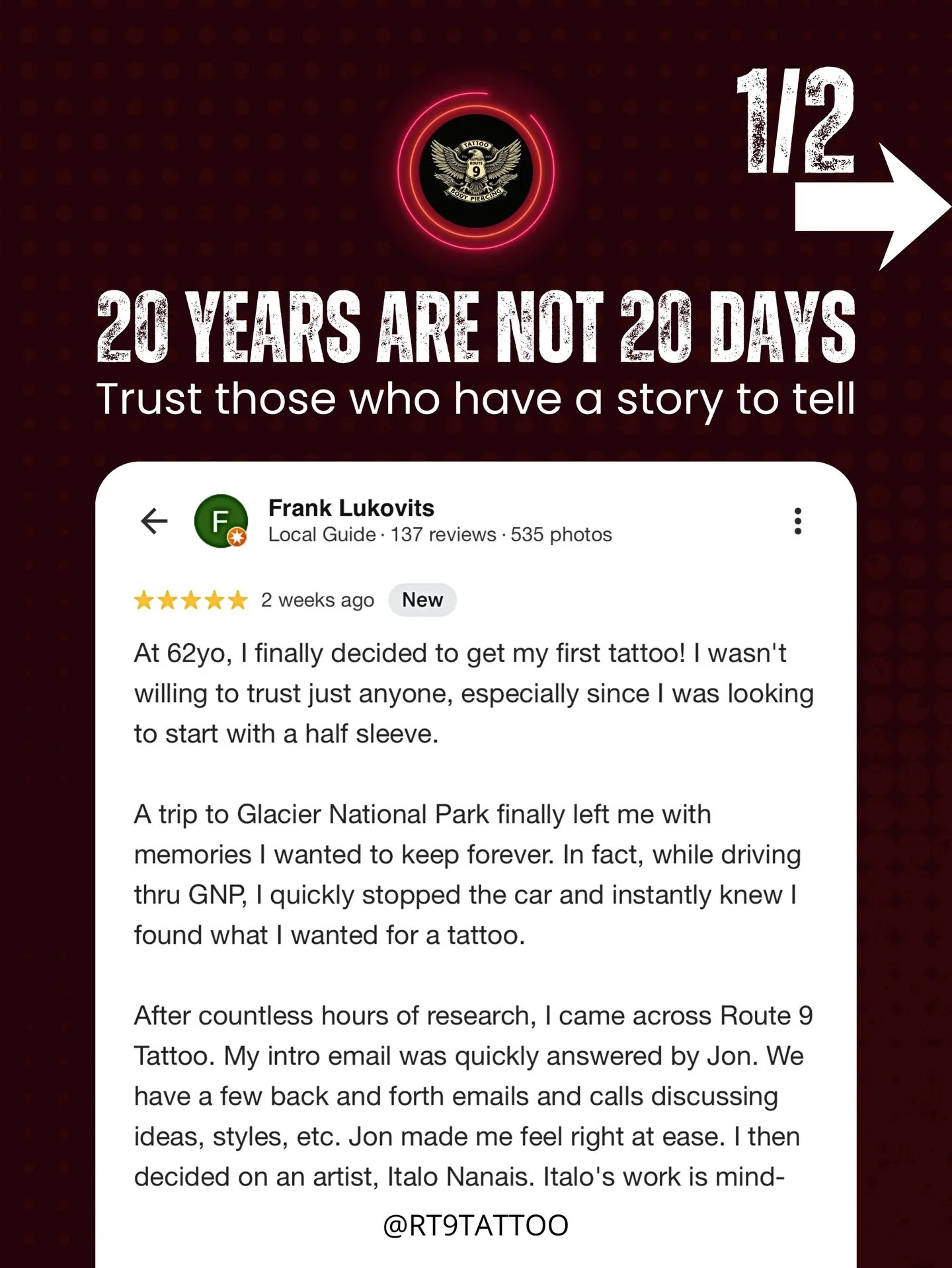 When experience meets talent, the result is more than just a tattoo it becomes a life milestone.
At 62, he decided to mark an important story on his skin. With guidance from Jon, he trusted the vision to @italonanais one of @rt9tattoo &rsquo;s incred